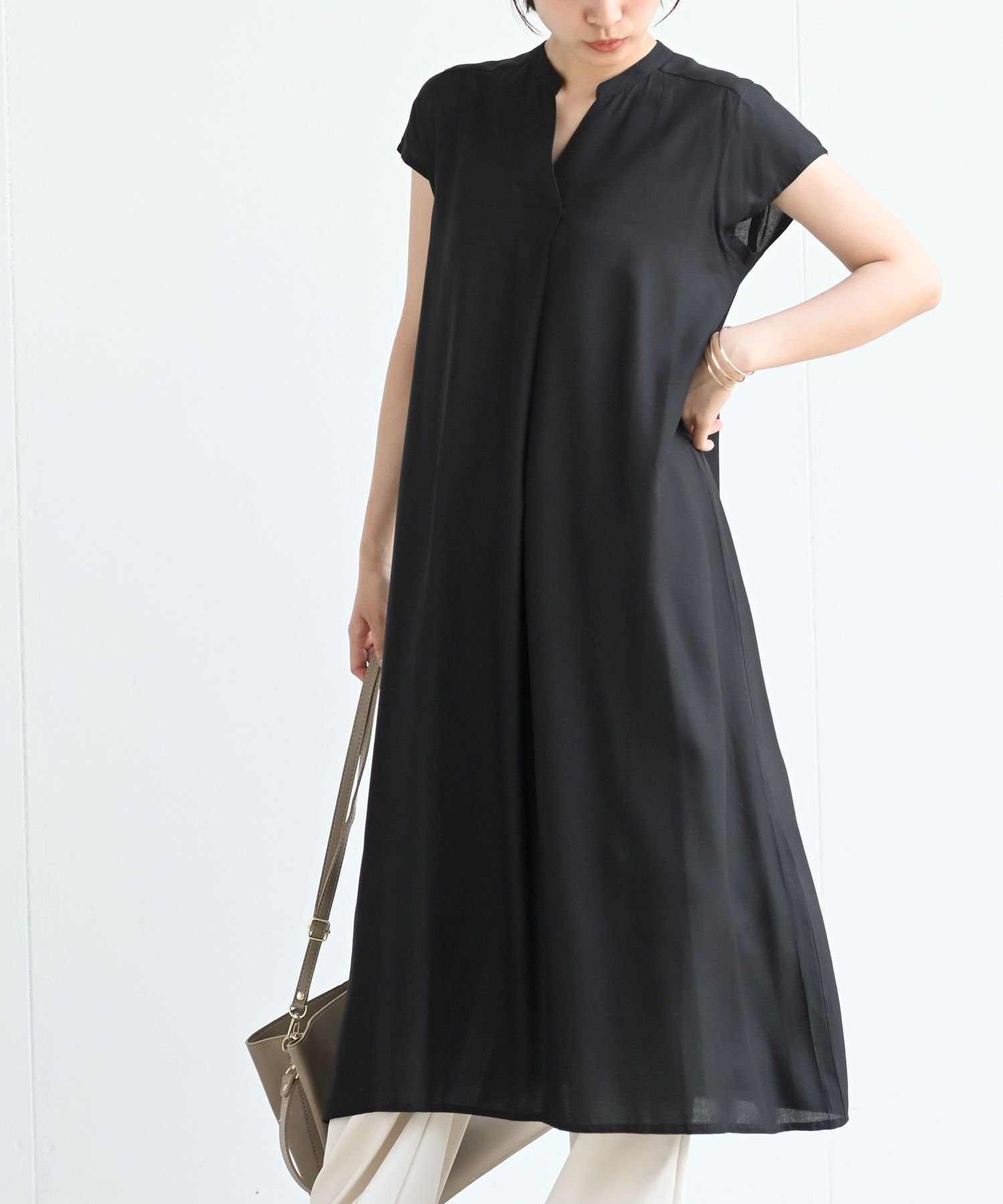 【アールピーエス/rps】のレーヨンノーカラースキッパーワンピース インテリア・キッズ・メンズ・レディースファッション・服の通販 founy(ファニー) ファッション Fashion レディースファッション Fashion for Women ワンピース Dresses インド Indian Textile スキッパー Skipper, Open Collar スリーブ Sleeve, Long Sleeve / Short Sleeve フォルム Silhouette, Form フレンチ French, French Style 再入荷 Restock / Back in Stock ブラック|ID: prp329100004826964 ipo3291000000035122429