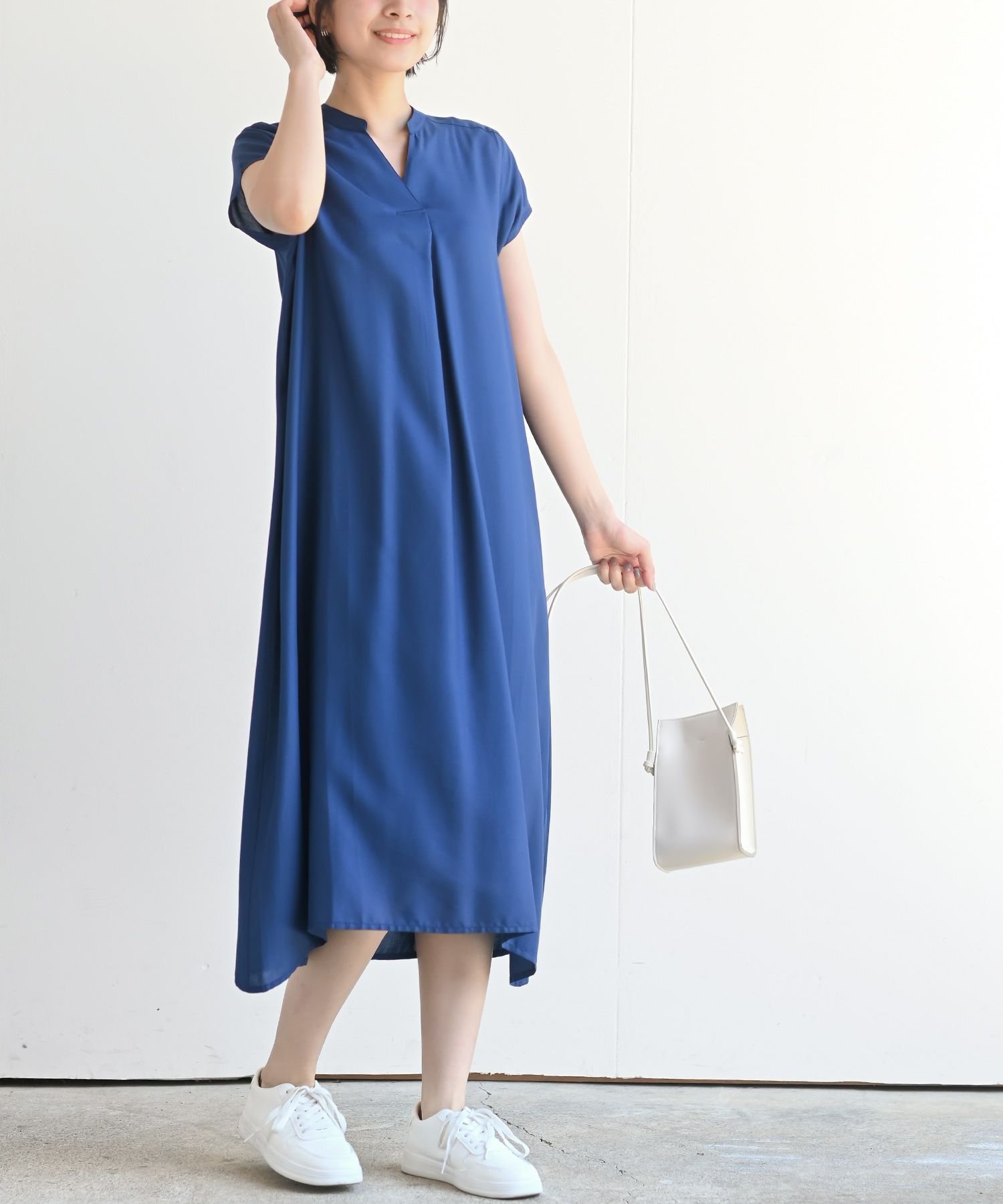 【アールピーエス/rps】のレーヨンノーカラースキッパーワンピース インテリア・キッズ・メンズ・レディースファッション・服の通販 founy(ファニー) ファッション Fashion レディースファッション Fashion for Women ワンピース Dresses インド Indian Textile スキッパー Skipper, Open Collar スリーブ Sleeve, Long Sleeve / Short Sleeve フォルム Silhouette, Form フレンチ French, French Style 再入荷 Restock / Back in Stock ブルー|ID: prp329100004826964 ipo3291000000035122435