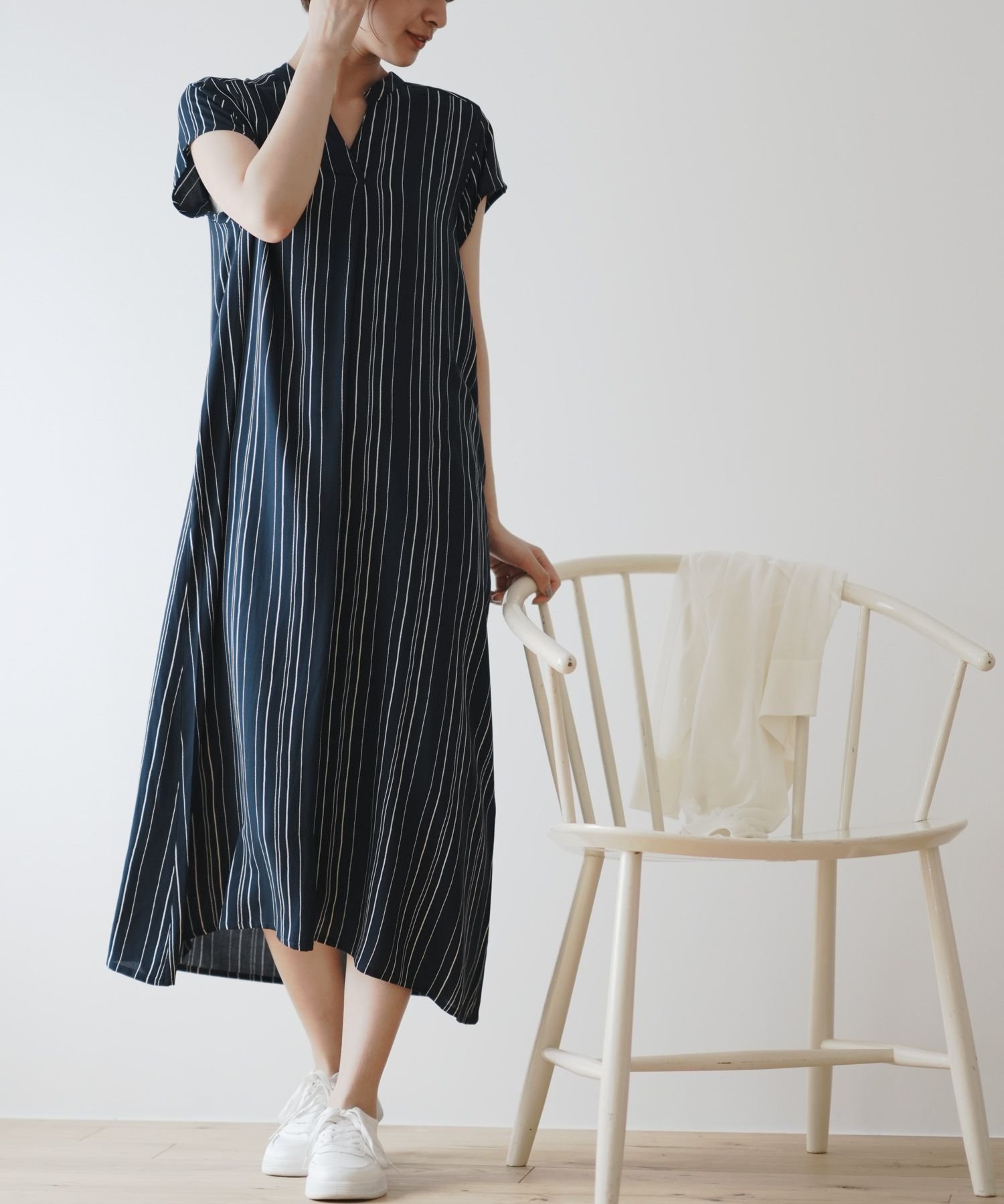 【アールピーエス/rps】のレーヨンノーカラースキッパーワンピース インテリア・キッズ・メンズ・レディースファッション・服の通販 founy(ファニー) ファッション Fashion レディースファッション Fashion for Women ワンピース Dresses インド Indian Textile スキッパー Skipper, Open Collar スリーブ Sleeve, Long Sleeve / Short Sleeve フォルム Silhouette, Form フレンチ French, French Style 再入荷 Restock / Back in Stock ネイビー|ID: prp329100004826964 ipo3291000000035122436