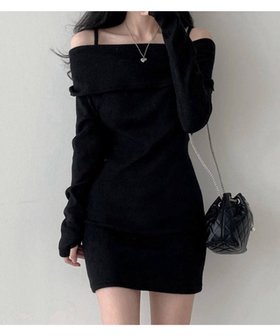 【アイモハ/aimoha】の【Jasmine】オフショルミニワンピース 人気、トレンドファッション・服の通販 founy(ファニー) ファッション Fashion レディースファッション Fashion for Women ワンピース Dresses カットソー Cut and Sewn Top ポケット Pocket, Pocket Detail ロング Long, Long-Length エレガント 上品 Elegant |ID:prp329100004826972