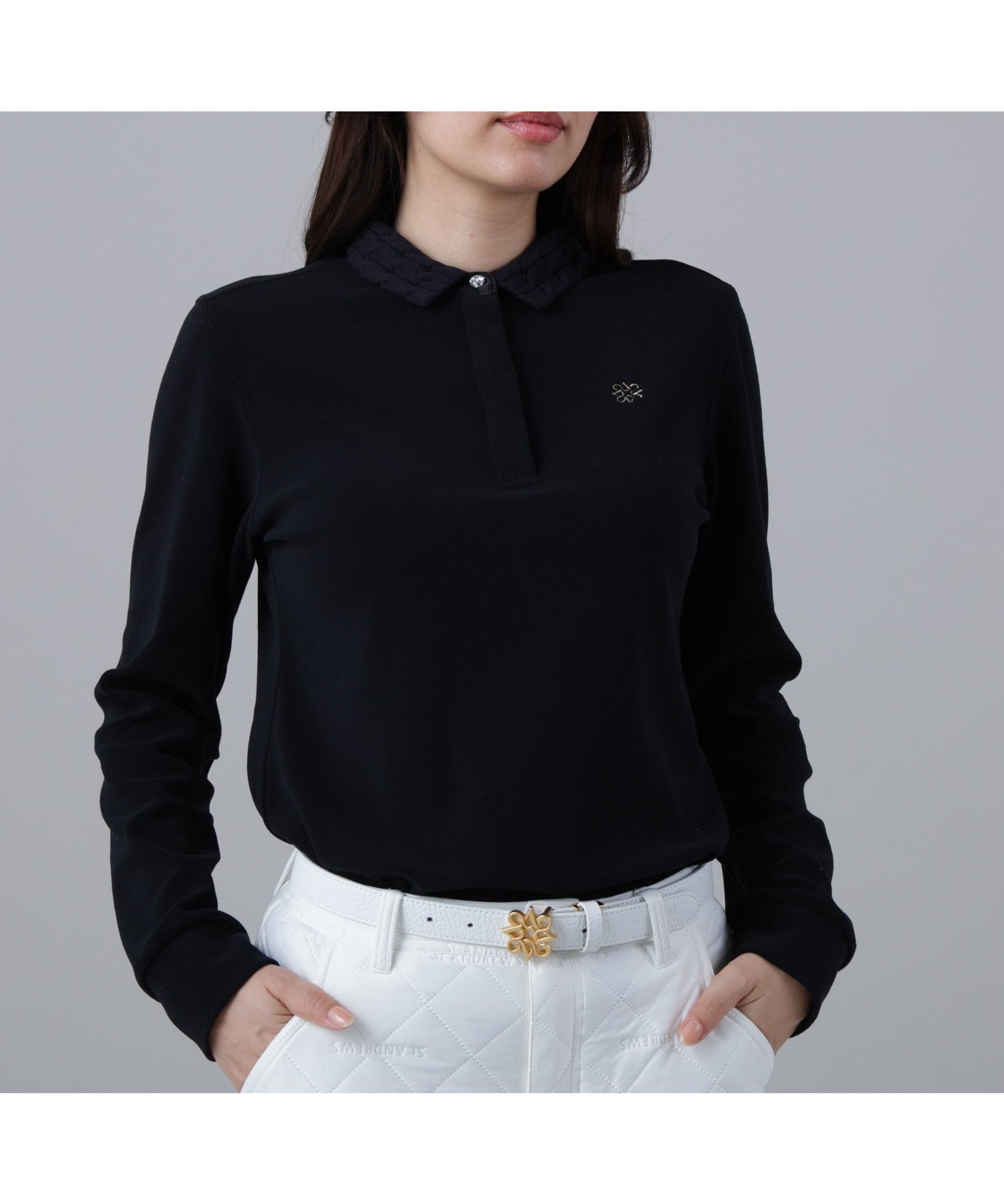 【セントアンドリュース/St ANDREWS】のパイル長袖ポロシャツ (WOMENS) インテリア・キッズ・メンズ・レディースファッション・服の通販 founy(ファニー) ファッション Fashion レディースファッション Fashion for Women トップス・カットソー Cut & Sew Tops シャツ・ブラウス・オフィスカジュアル Elegant Blouses & Button-Ups ポロシャツ・きれいめカジュアル Smart-Casual Polo Tops ゴルフ Golf シンプル Simple, Minimal ポロシャツ Polo Shirt, Collared Tee 長袖 Long Sleeve, Full Sleeve ブラック|ID: prp329100004826989 ipo3291000000035122745