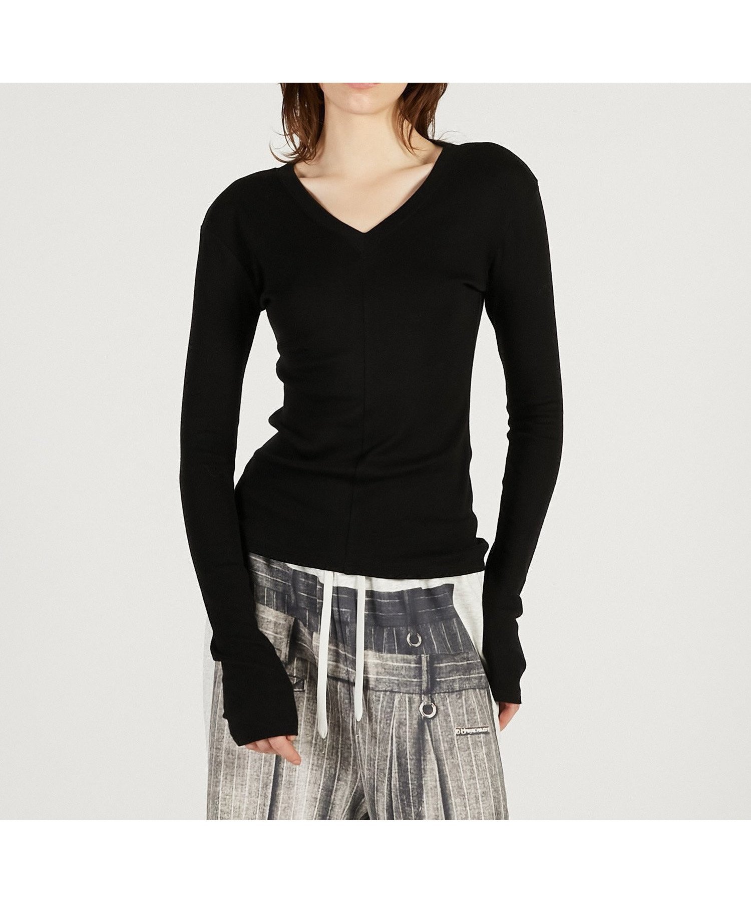 【プランク プロジェクト/PRANK PROJECT】のディープVネックトップ / Deep V-Neck Top インテリア・キッズ・メンズ・レディースファッション・服の通販 founy(ファニー) 　ファッション　Fashion　レディースファッション　Fashion for Women　トップス・カットソー　Cut & Sew Tops　Vネックトップス　V-Neck Tops / V-Cut Neckline Shirts　フィット　Fit, Slim Fit　BLK|ID: prp329100004826993 ipo3291000000035122778