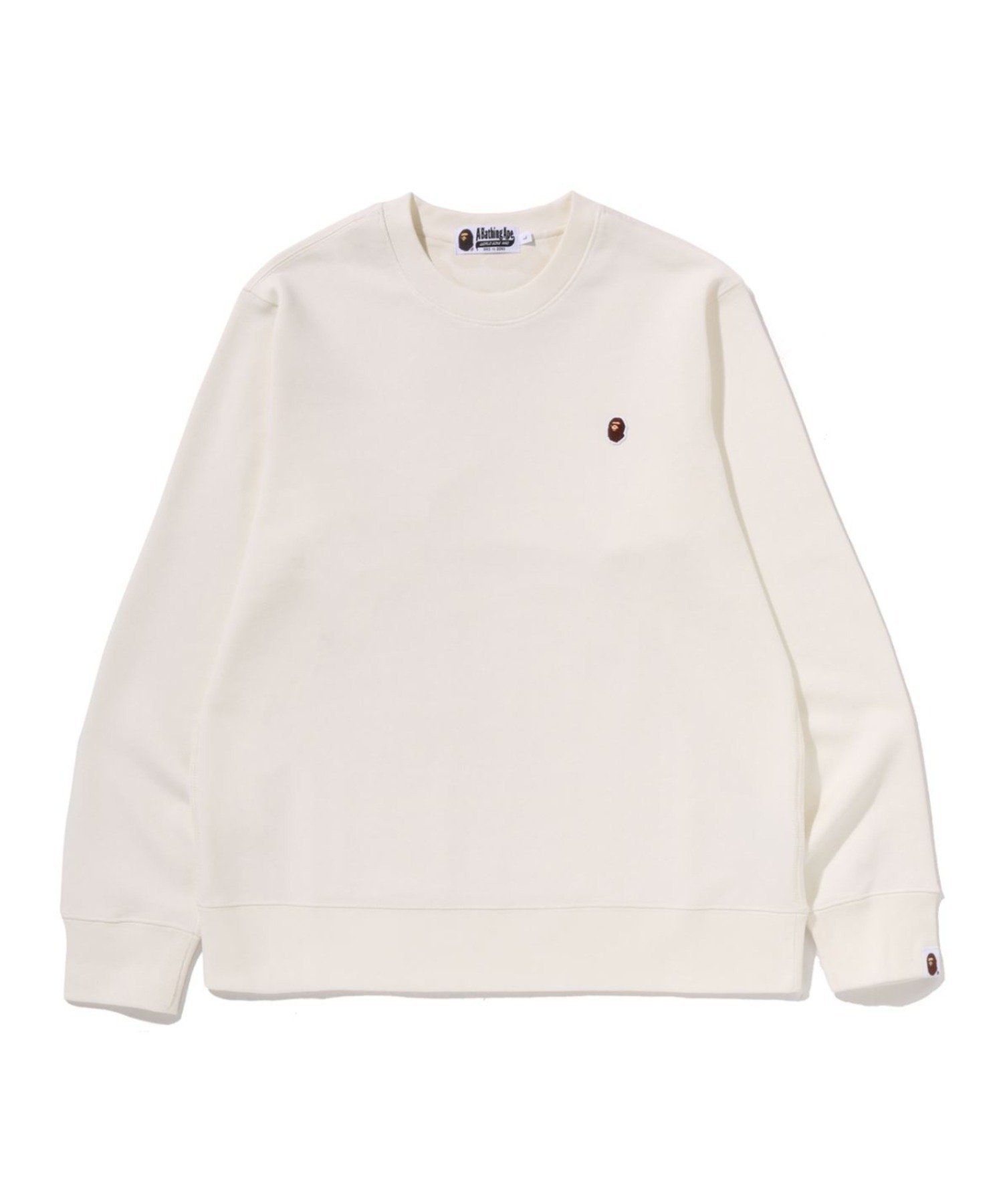 【ア ベイシング エイプ/A BATHING APE】のONE POINT REGULAR FIT CREWNECK SWEATSHIRT インテリア・キッズ・メンズ・レディースファッション・服の通販 founy(ファニー) 　ファッション　Fashion　レディースファッション　Fashion for Women　トップス・カットソー　Cut & Sew Tops　シャツ・ブラウス・オフィスカジュアル　Elegant Blouses & Button-Ups　レディースパーカー・カジュアルフーディー　Casual Hoodies & Sweatshirts　ロングTシャツ・Tシャツ　Longline T-Shirts & Tees　スウェット・クルーネックトップス　Sweatshirts & Crewnecks / Relaxed Fit Sweat Tops　ワンポイント　One Point, Statement Accent　IVORY|ID: prp329100004826994 ipo3291000000035122791