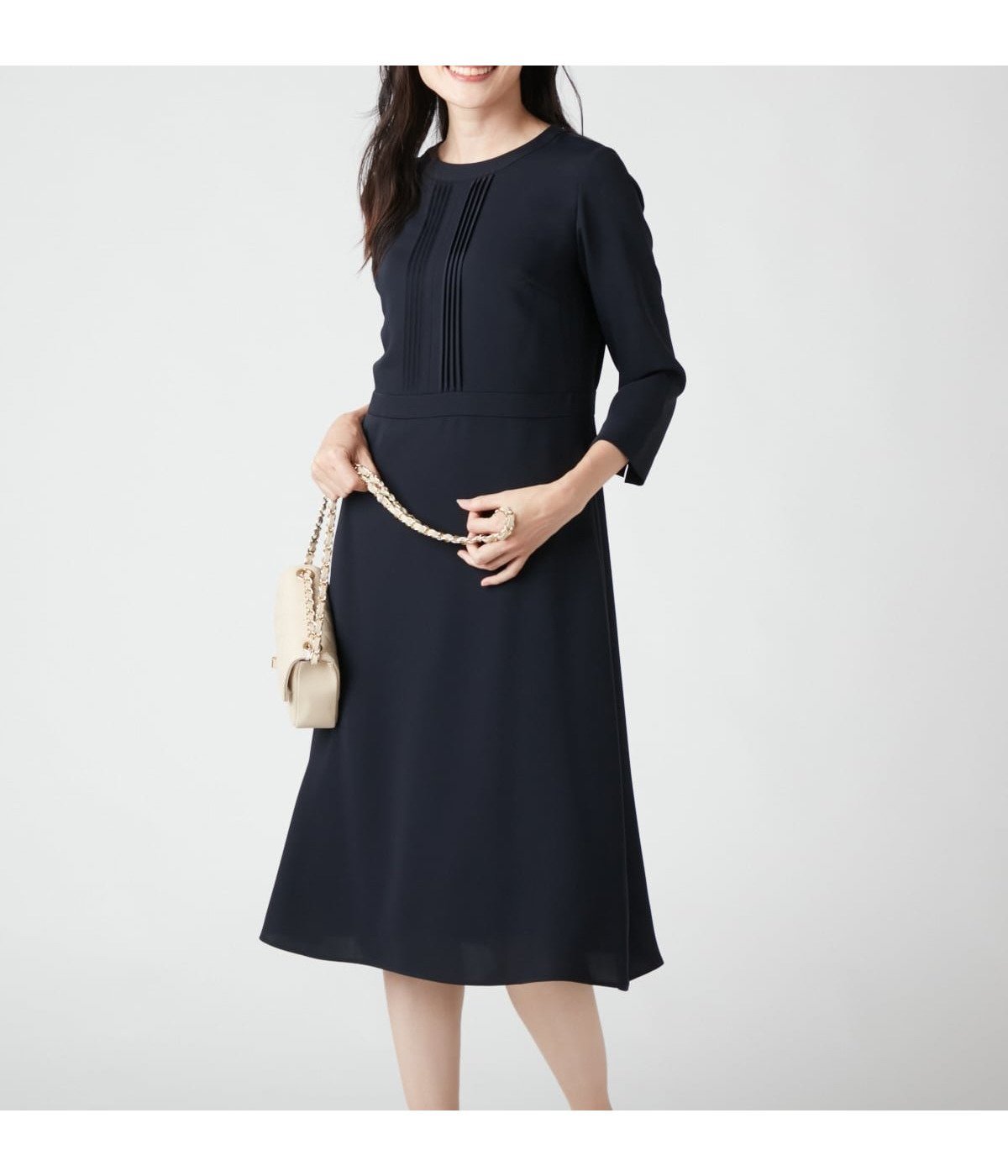 【ニューヨーカー/NEWYORKER】のダブルクロス ピンタックワンピース インテリア・キッズ・メンズ・レディースファッション・服の通販 founy(ファニー) 　ファッション　Fashion　レディースファッション　Fashion for Women　ワンピース　Dresses　アクセサリー　Fashion Accessories　エレガント 上品　Elegant　クラシカル　Classical, Vintage-Inspired　ジャケット　Jacket, Outerwear　スリット　Slit, Slit Detail　ダブル　Double, Double-Breasted　フレア　Flare, Flared　フロント　Front, Front Design　ベーシック　Basic, Essential　ポケット　Pocket, Pocket Detail　A/W・秋冬　Autumn/Winter　セレモニー　Ceremony　ビジネス 仕事 通勤　Business / Work / Commuting　ネイビー|ID: prp329100004827003 ipo3291000000035122908