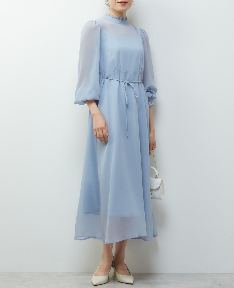 【ティアラ/Tiara】のフリルハイネックフレアドレス インテリア・キッズ・メンズ・レディースファッション・服の通販 founy(ファニー) ファッション Fashion レディースファッション Fashion for Women ワンピース Dresses フォーマル・パーティードレス・結婚式用ドレス Elegant & Casual Dresses クラシカル Classical, Vintage-Inspired シフォン Chiffon, Lightweight Fabric シンプル Simple, Minimal ドレス Dress, One-Piece ハイネック High Neck, Mock Neck フリル Frill, Ruffle サックス|ID: prp329100004827018 ipo3291000000035123102