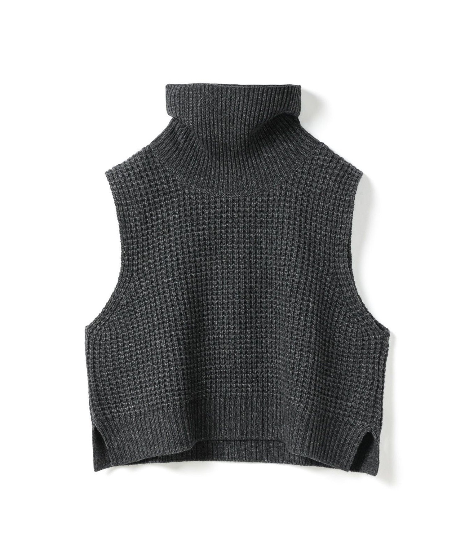 【マーコート/MARcourt】のmizuiro ind ワッフルハイネックベスト インテリア・キッズ・メンズ・レディースファッション・服の通販 founy(ファニー) 　ファッション　Fashion　レディースファッション　Fashion for Women　アウター　Coat / Outerwear Collection　トップス・カットソー　Cut & Sew Tops　ベスト&ジレ / 重ね着スタイル　Vests & Gilets　ウォーム　Warm Fabric　コンパクト　Compact, Small Size　シンプル　Simple, Minimal　ノースリーブ　Sleeveless, No-Sleeve　ハイネック　High Neck, Mock Neck　ベスト　Vest, Waistcoat　ポケット　Pocket, Pocket Detail　ワッフル　Waffle, Waffle Knit　人気　Popular, Best Seller　チャコールグレー|ID: prp329100004827031 ipo3291000000035123198