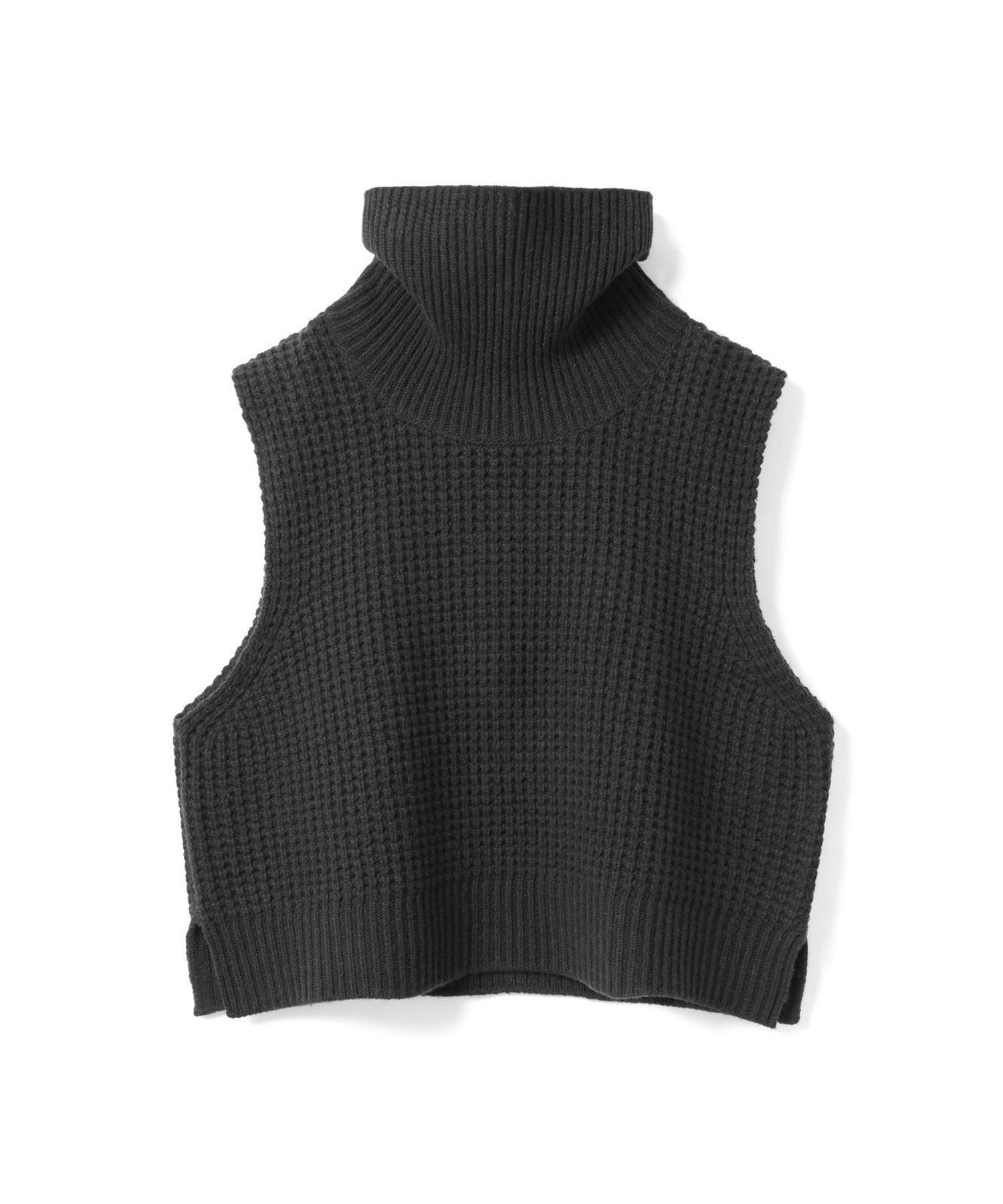 【マーコート/MARcourt】のmizuiro ind ワッフルハイネックベスト インテリア・キッズ・メンズ・レディースファッション・服の通販 founy(ファニー) 　ファッション　Fashion　レディースファッション　Fashion for Women　アウター　Coat / Outerwear Collection　トップス・カットソー　Cut & Sew Tops　ベスト&ジレ / 重ね着スタイル　Vests & Gilets　ウォーム　Warm Fabric　コンパクト　Compact, Small Size　シンプル　Simple, Minimal　ノースリーブ　Sleeveless, No-Sleeve　ハイネック　High Neck, Mock Neck　ベスト　Vest, Waistcoat　ポケット　Pocket, Pocket Detail　ワッフル　Waffle, Waffle Knit　人気　Popular, Best Seller　ブラック|ID: prp329100004827031 ipo3291000000035123199
