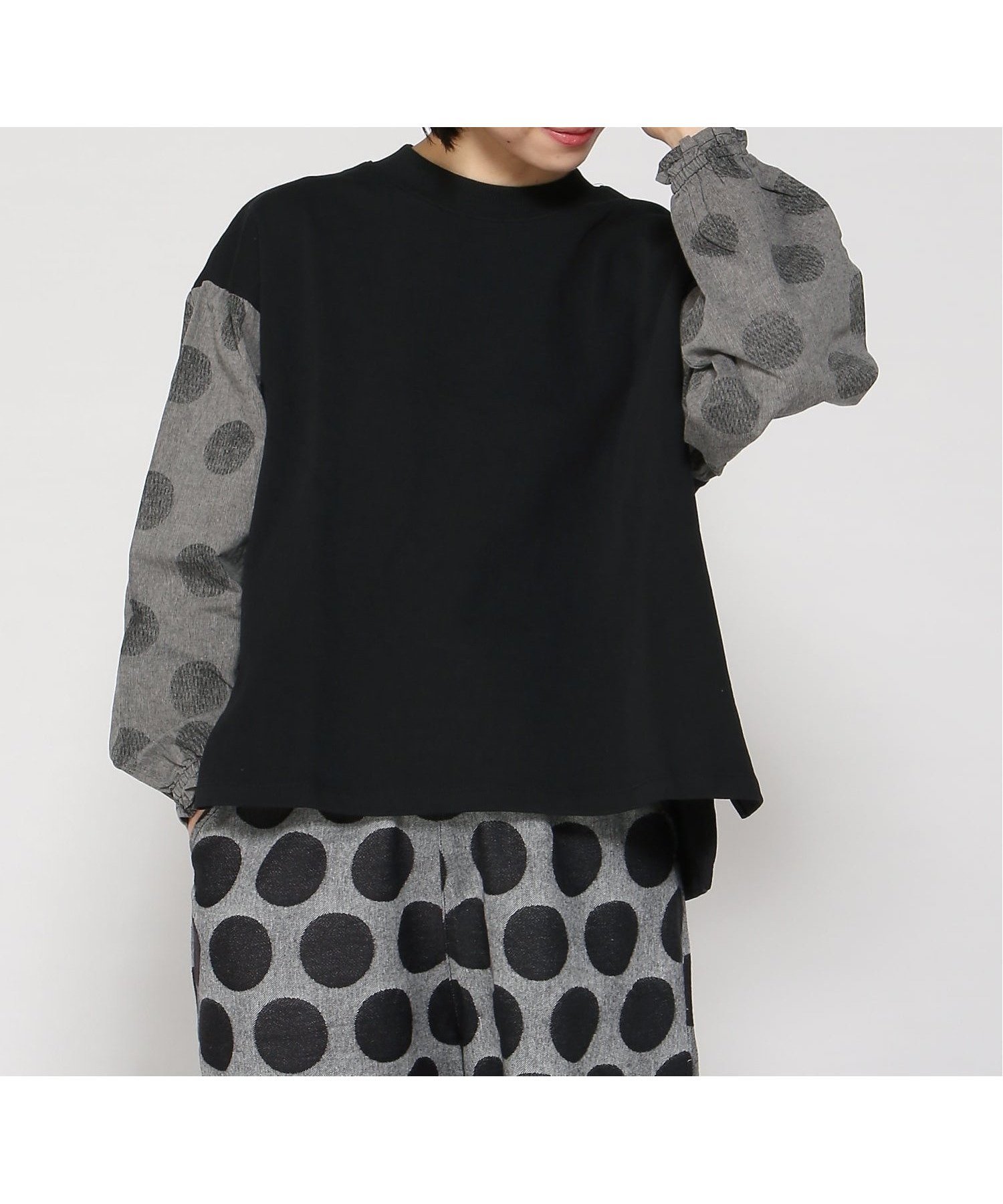 【クラウドナイン/cloudnine】のcloudnine/プルオーバー インテリア・キッズ・メンズ・レディースファッション・服の通販 founy(ファニー) 　ファッション　Fashion　レディースファッション　Fashion for Women　トップス・カットソー　Cut & Sew Tops　カジュアルプルオーバー・ニットトップス　Pullovers & Knit Tops / Casual Pullovers　スリーブ　Sleeve, Long Sleeve / Short Sleeve　ドット　Polka Dot, Dot Pattern　プリント　Print, Printed Pattern　ブラック|ID: prp329100004827062 ipo3291000000035123592