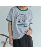 【リエディ/Re:EDIT】のPEANUTS別注リンガーTシャツ 人気、トレンドファッション・服の通販 founy(ファニー) ファッション Fashion レディースファッション Fashion for Women トップス・カットソー Cut & Sew Tops シャツ・ブラウス・オフィスカジュアル Elegant Blouses & Button-Ups ロングTシャツ・Tシャツ Longline T-Shirts & Tees イラスト Illustration キャラクター Character, Licensed Characters コンパクト Compact, Small Size デニム Denim, Jeans Material トレンド Trend, Trending Now 人気 Popular, Best Seller 別注 Limited Edition, Custom Order thumbnail グレー|ID: prp329100004827063 ipo3291000000035123610
