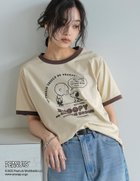 【リエディ/Re:EDIT】のPEANUTS別注リンガーTシャツ 人気、トレンドファッション・服の通販 founy(ファニー) ファッション Fashion レディースファッション Fashion for Women トップス・カットソー Cut & Sew Tops シャツ・ブラウス・オフィスカジュアル Elegant Blouses & Button-Ups ロングTシャツ・Tシャツ Longline T-Shirts & Tees イラスト Illustration キャラクター Character, Licensed Characters コンパクト Compact, Small Size デニム Denim, Jeans Material トレンド Trend, Trending Now 人気 Popular, Best Seller 別注 Limited Edition, Custom Order thumbnail ベージュ|ID: prp329100004827063 ipo3291000000035123611
