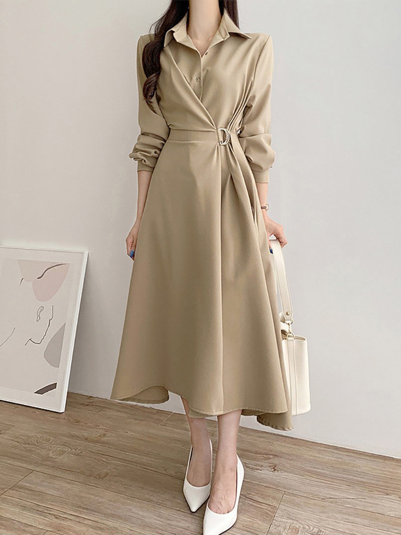 【ドゥーベル/Doux Belle】のベルト付きフレアワンピース レディース ワンピース インテリア・キッズ・メンズ・レディースファッション・服の通販 founy(ファニー) 　ファッション　Fashion　レディースファッション　Fashion for Women　ワンピース　Dresses　ベルト&ウエストマーク　Belts & Waist Accessories　おすすめ　Recommended / Our Picks　ギャザー　Gathered, Ruffled　フレア　Flare, Flared　エレガント 上品　Elegant　春　Spring　秋　Autumn　ビジネス 仕事 通勤　Business / Work / Commuting　ベージュ|ID: prp329100004827079 ipo3291000000035123836