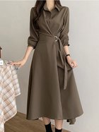 【ドゥーベル/Doux Belle】のベルト付きフレアワンピース レディース ワンピース 人気、トレンドファッション・服の通販 founy(ファニー) ファッション Fashion レディースファッション Fashion for Women ワンピース Dresses ベルト&ウエストマーク Belts & Waist Accessories おすすめ Recommended / Our Picks ギャザー Gathered, Ruffled フレア Flare, Flared エレガント 上品 Elegant 春 Spring 秋 Autumn ビジネス 仕事 通勤 Business / Work / Commuting thumbnail カーキ|ID: prp329100004827079 ipo3291000000035123838