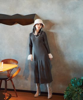 【プロポーション ボディドレッシング/PROPORTION BODY DRESSING】のマーメイドドッキングスリーブニットワンピース 人気、トレンドファッション・服の通販 founy(ファニー) ファッション Fashion レディースファッション Fashion for Women ワンピース Dresses ニットワンピース Knit Dresses カフス Cuff Design ギャザー Gathered, Ruffled デコルテ Décolleté, Neckline バランス Balance, Style Balance フレア Flare, Flared マーメイド Mermaid, Fishtail Silhouette |ID:prp329100004827080