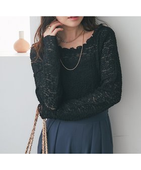 【ラブティックボンボン/La boutique BonBon】の【着回し力抜群】レースストレッチ前後2WAYプルオーバー 人気、トレンドファッション・服の通販 founy(ファニー) ファッション Fashion レディースファッション Fashion for Women トップス・カットソー Cut & Sew Tops カジュアルプルオーバー・ニットトップス Pullovers & Knit Tops / Casual Pullovers おすすめ Recommended / Our Picks インナー Innerwear キャミワンピース Cami Dress, Slip Dress スクエア Square, Square Shape ストレッチ Stretch, Stretchy Fabric スラックス Slacks, Dress Pants デコルテ Décolleté, Neckline デニム Denim, Jeans Material フィット Fit, Slim Fit フェミニン Feminine, Girly レース Lace, Lace Fabric |ID:prp329100004827096