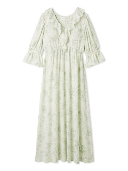 【スナイデル ホーム/SNIDEL HOME】の【接触冷感】カットカシュクールワンピース インテリア・キッズ・メンズ・レディースファッション・服の通販 founy(ファニー) 　ファッション　Fashion　レディースファッション　Fashion for Women　ワンピース　Dresses　ヴィンテージ　Vintage Style　カシュクール　Wrap Design　カットソー　Cut and Sewn Top　スマート　Smart, Elegant　デコルテ　Décolleté, Neckline　定番　Standard, Basic Item　なめらか　Smooth, Silky Texture　人気　Popular, Best Seller　フラワー　Flower, Floral　フリル　Frill, Ruffle　プリント　Print, Printed Pattern　MNT[021]|ID: prp329100004827100 ipo3291000000035124170