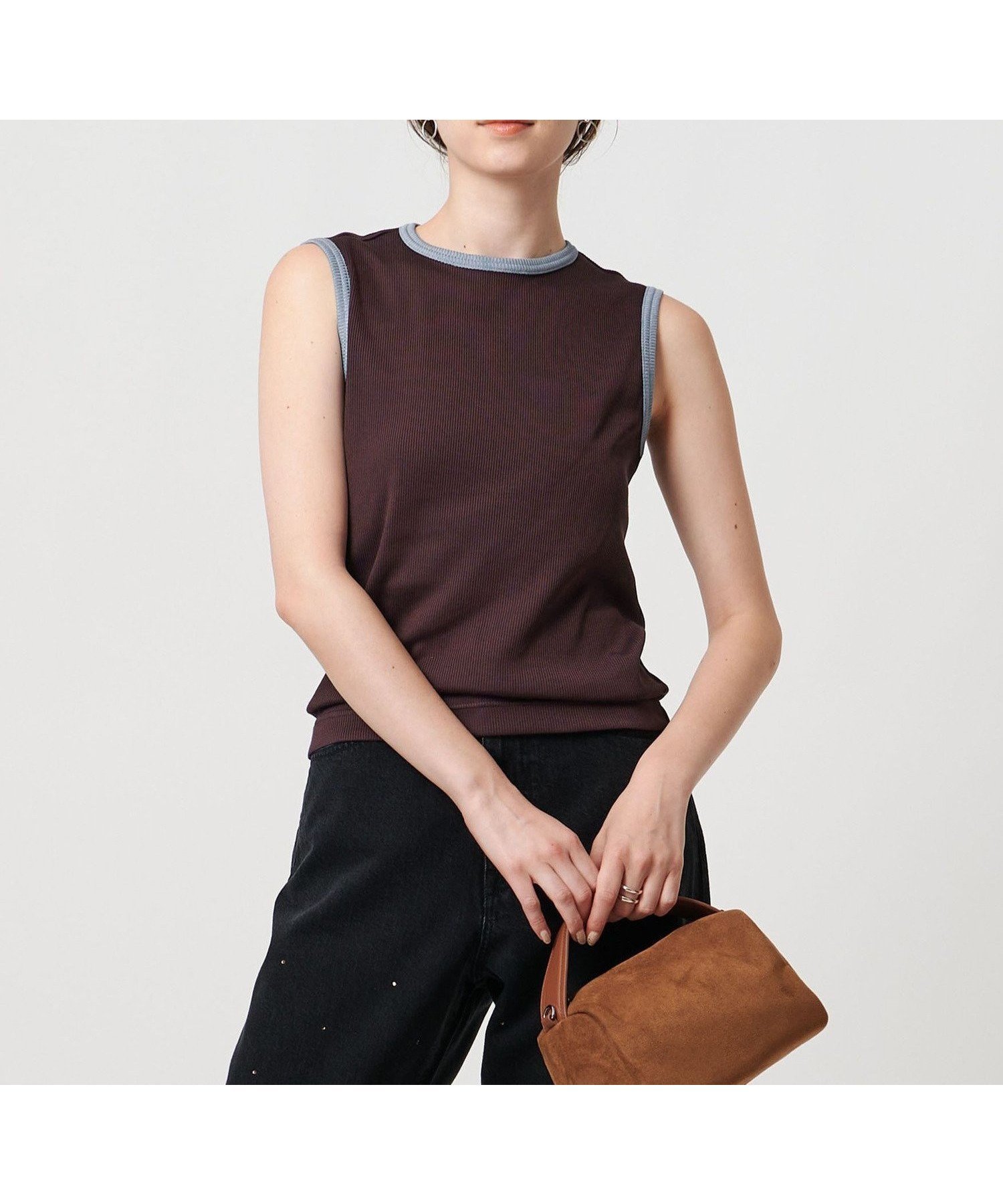 【ユナイテッドアローズ/UNITED ARROWS】のリブバイカラーパイピング ノースリーブカットソー インテリア・キッズ・メンズ・レディースファッション・服の通販 founy(ファニー) 　ファッション　Fashion　レディースファッション　Fashion for Women　トップス・カットソー　Cut & Sew Tops　キャミソール&ノースリーブ　Camisoles & Sleeveless Tops　カットソー・ベーシックTシャツ　Cut-and-Sewn Tops / Stretch Tees & Basics　おすすめ　Recommended / Our Picks　インナー　Innerwear　コンパクト　Compact, Small Size　シルク　Silk, 100% Silk　ジャケット　Jacket, Outerwear　ベーシック　Basic, Essential　ボトム　Bottoms, Lower Wear　エレガント 上品　Elegant　人気　Popular, Best Seller　WINE|ID: prp329100004827147 ipo3291000000035124810