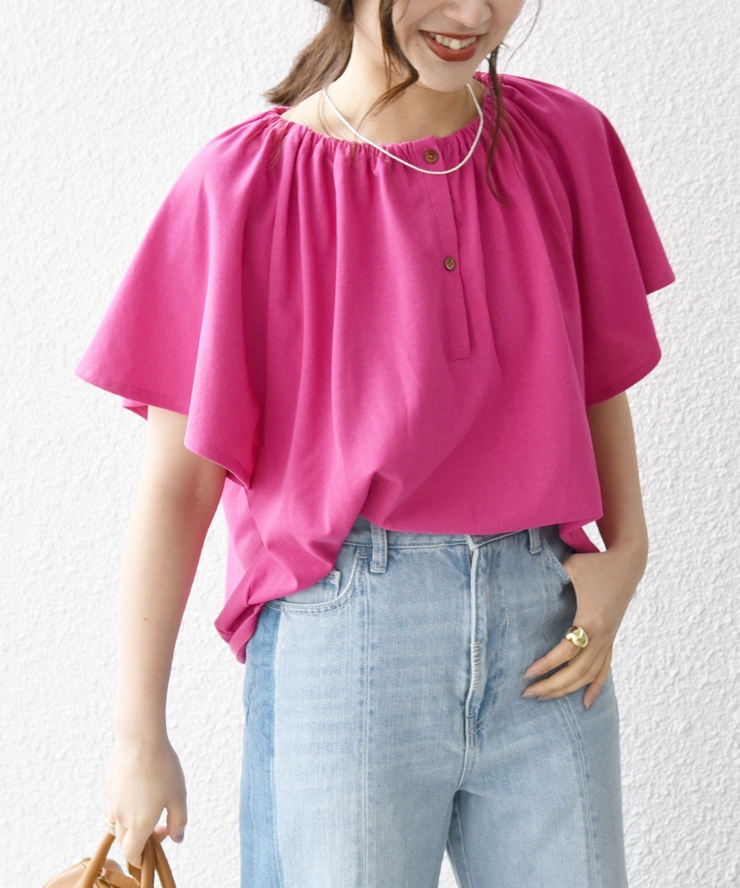 【シップス フォー ウィメン/SHIPS】のSHIPS any UVカット/接触冷感/吸水速乾/洗濯機可能 USAコットン フレア TEE インテリア・キッズ・メンズ・レディースファッション・服の通販 founy(ファニー) 　ファッション　Fashion　レディースファッション　Fashion for Women　洗える　Machine Washable　ギャザー　Gathered, Ruffled　吸水　Absorbent, Quick-Dry　シンプル　Simple, Minimal　定番　Standard, Basic Item　人気　Popular, Best Seller　バランス　Balance, Style Balance　フレア　Flare, Flared　ボトム　Bottoms, Lower Wear　ワイド　Wide, Wide Fit　おすすめ　Recommended / Our Picks　夏　Summer　2025年　2025　2025春夏・S/S　Spring/Summer 2025 SS25　ピンク|ID: prp329100004827152 ipo3291000000035124870