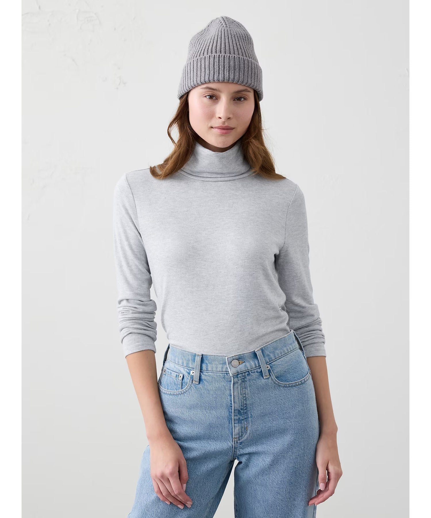 【バナナリパブリック ファクトリーストア/BANANA REPUBLIC FACTORY STORE】のBANANA REPUBLIC FACTORY STORE SOFT LUXE タートルネックカットソー インテリア・キッズ・メンズ・レディースファッション・服の通販 founy(ファニー) 　ファッション　Fashion　レディースファッション　Fashion for Women　トップス・カットソー　Cut & Sew Tops　カットソー・ベーシックTシャツ　Cut-and-Sewn Tops / Stretch Tees & Basics　タートルネック・ハイネックトップス　Turtlenecks & High-Neck Tops　ドレープ　Drape, Draping Fabric　フィット　Fit, Slim Fit　ベーシック　Basic, Essential　ボトム　Bottoms, Lower Wear　エレガント 上品　Elegant　HEATHER_GREY|ID: prp329100004827414 ipo3291000000035127375