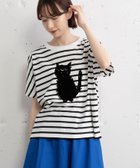 【プードゥドゥ/POU DOU DOU】のねこシルエットタフト刺繍Tシャツ 人気、トレンドファッション・服の通販 founy(ファニー) ファッション Fashion レディースファッション Fashion for Women トップス・カットソー Cut & Sew Tops シャツ・ブラウス・オフィスカジュアル Elegant Blouses & Button-Ups ロングTシャツ・Tシャツ Longline T-Shirts & Tees スマート Smart, Elegant プリント Print, Printed Pattern ロング Long, Long-Length thumbnail スミクロ|ID: prp329100004827423 ipo3291000000035127605