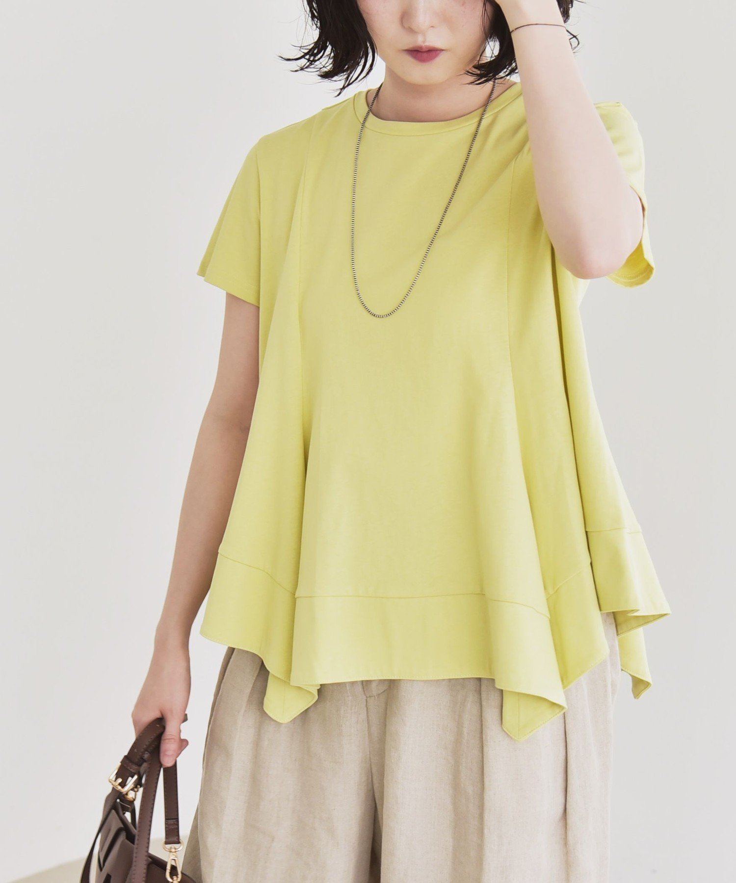 【シップス フォー ウィメン/SHIPS】のquaranciel 手洗い可能 ハンカチーフヘム フレア クルーネック TEE インテリア・キッズ・メンズ・レディースファッション・服の通販 founy(ファニー) 　ファッション　Fashion　レディースファッション　Fashion for Women　アクセサリー　Fashion Accessories　イエロー　Yellow　洗える　Machine Washable　カットソー　Cut and Sewn Top　コンパクト　Compact, Small Size　スラックス　Slacks, Dress Pants　タイトスカート　Pencil Skirt, Tight Skirt　デニム　Denim, Jeans Material　バランス　Balance, Style Balance　フェミニン　Feminine, Girly　フレア　Flare, Flared　ベーシック　Basic, Essential　夏　Summer　2025年　2025　2025春夏・S/S　Spring/Summer 2025 SS25　イエロー|ID: prp329100004827426 ipo3291000000035127723