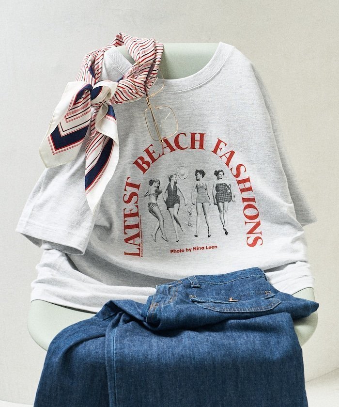 【フリークスストア/FREAK'S STORE】のGirls photo Beach アーチロゴTシャツ 25SS インテリア・キッズ・メンズ・レディースファッション・服の通販 founy(ファニー) 　ファッション　Fashion　レディースファッション　Fashion for Women　トップス・カットソー　Cut & Sew Tops　シャツ・ブラウス・オフィスカジュアル　Elegant Blouses & Button-Ups　ロングTシャツ・Tシャツ　Longline T-Shirts & Tees　2025年　2025　2025春夏・S/S　Spring/Summer 2025 SS25　ジャケット　Jacket, Outerwear　プリント　Print, Printed Pattern　夏　Summer　S/S・春夏　SS, Spring/Summer, Warm Season　羽織　Haori, Light Jacket　グレー|ID: prp329100004827428 ipo3291000000035127783