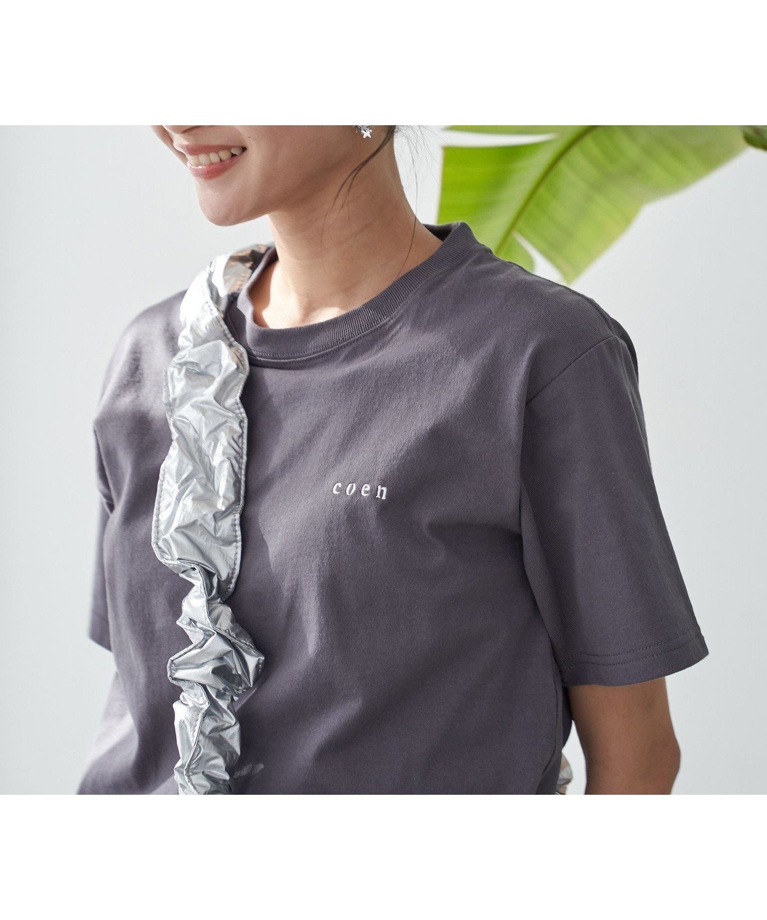 【コーエン/COEN】の≪完売カラー追加決定≫USAコットン COENロゴ刺繍Tシャツ インテリア・キッズ・メンズ・レディースファッション・服の通販 founy(ファニー) 　ファッション　Fashion　レディースファッション　Fashion for Women　トップス・カットソー　Cut & Sew Tops　シャツ・ブラウス・オフィスカジュアル　Elegant Blouses & Button-Ups　ロングTシャツ・Tシャツ　Longline T-Shirts & Tees　インナー　Innerwear　カーディガン　Cardigan, Knitwear　シンプル　Simple, Minimal　ジャケット　Jacket, Outerwear　ベーシック　Basic, Essential　人気　Popular, Best Seller　定番　Standard, Basic Item　DK.GRAY|ID: prp329100004827433 ipo3291000000035127964