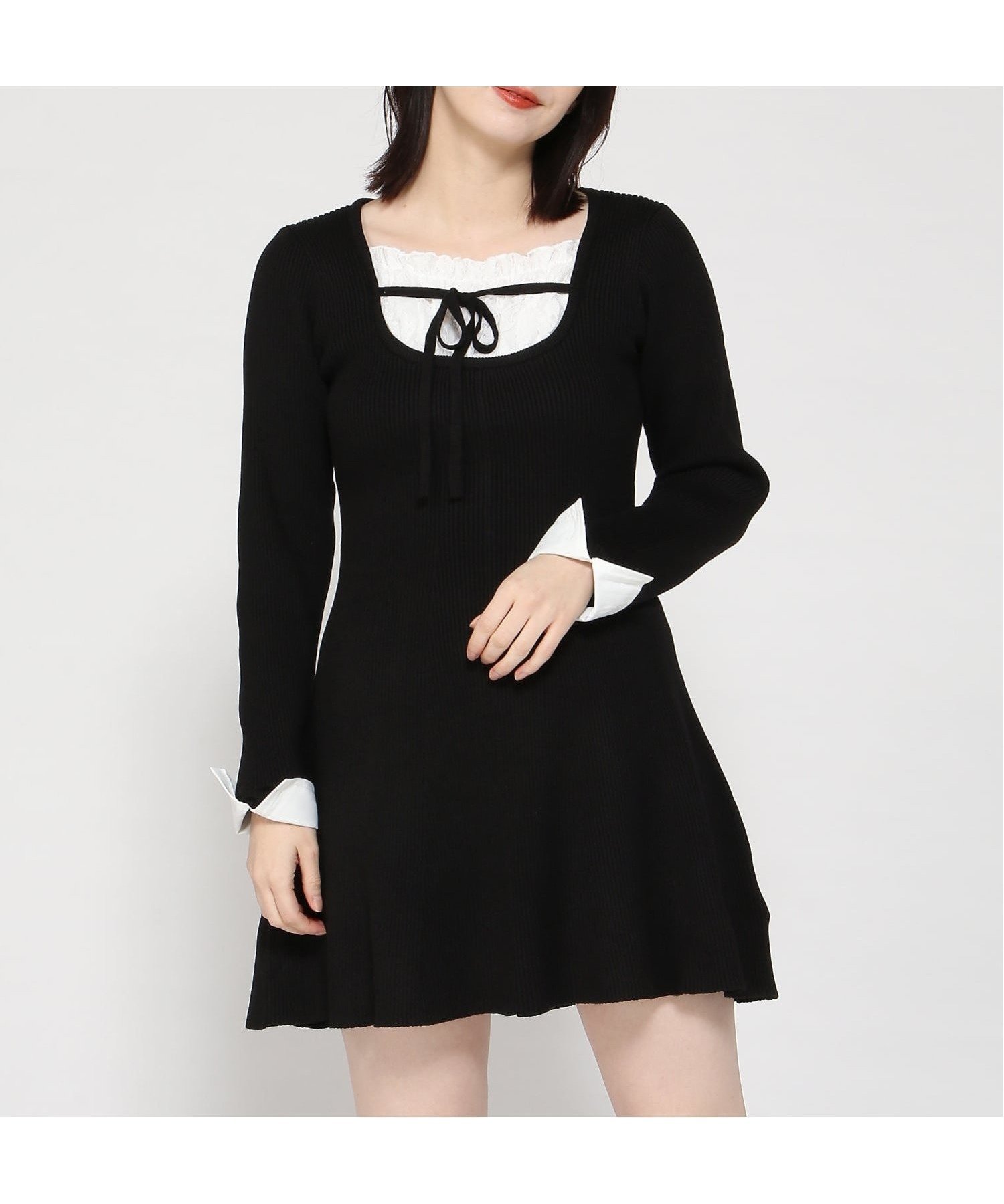 【イング/INGNI】のINGNI/12G SHドッキングニットOP インテリア・キッズ・メンズ・レディースファッション・服の通販 founy(ファニー) 　ファッション　Fashion　レディースファッション　Fashion for Women　トップス・カットソー　Cut & Sew Tops　ニット　Knit Tops & Sweaters　ドッキング　Docking, Mixed Material　バランス　Balance, Style Balance　フリル　Frill, Ruffle　ベーシック　Basic, Essential　クロ|ID: prp329100004827460 ipo3291000000035128303