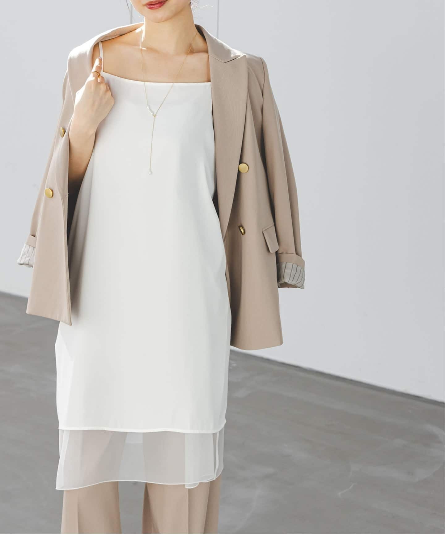 【ノーブル / スピック&スパン/NOBLE / Spick & Span】のシアーレイヤーリバーシブルワンピース インテリア・キッズ・メンズ・レディースファッション・服の通販 founy(ファニー) 　ファッション　Fashion　レディースファッション　Fashion for Women　ワンピース　Dresses　おすすめ　Recommended / Our Picks　カットソー　Cut and Sewn Top　キャミワンピース　Cami Dress, Slip Dress　サテン　Satin, Glossy Fabric　シアー　Sheer, See-Through　ラップ　Wrap, Wrap Design　リバーシブル　Reversible, Two-Sided　ホワイト|ID: prp329100004827468 ipo3291000000035128348