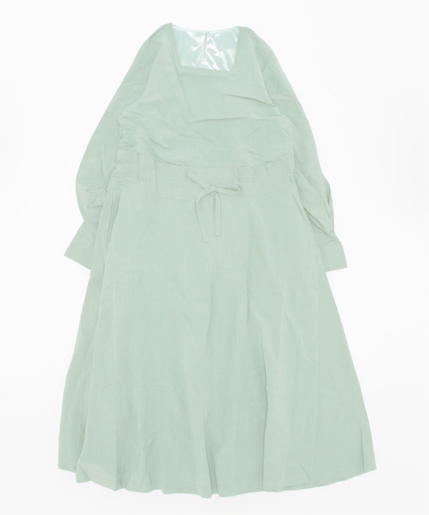 【アイモハ/aimoha】のaimoha/ボリューム袖ノーカラーワンピース インテリア・キッズ・メンズ・レディースファッション・服の通販 founy(ファニー) 　ファッション　Fashion　レディースファッション　Fashion for Women　ワンピース　Dresses　エレガント 上品　Elegant　ギャザー　Gathered, Ruffled　スリーブ　Sleeve, Long Sleeve / Short Sleeve　バルーン　Balloon, Balloon Silhouette　グリーン|ID: prp329100004827484 ipo3291000000035128507