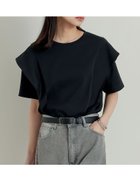 【リエディ/Re:EDIT】の天竺ラッフルショルダーTシャツ 人気、トレンドファッション・服の通販 founy(ファニー) ファッション Fashion レディースファッション Fashion for Women トップス・カットソー Cut & Sew Tops シャツ・ブラウス・オフィスカジュアル Elegant Blouses & Button-Ups ロングTシャツ・Tシャツ Longline T-Shirts & Tees オーガンジー Organza Fabric カットソー Cut and Sewn Top サークル Circle, Round Design シンプル Simple, Minimal スタイリッシュ Stylish, Fashionable スラックス Slacks, Dress Pants スリーブ Sleeve, Long Sleeve / Short Sleeve チェーン Chain, Chain Strap デニム Denim, Jeans Material トレンド Trend, Trending Now フラワー Flower, Floral フレア Flare, Flared フレンチ French, French Style 半袖 Short Sleeve, Half Sleeve ワイド Wide, Wide Fit ワンポイント One Point, Statement Accent おすすめ Recommended / Our Picks thumbnail ブラック|ID: prp329100004827508 ipo3291000000035128814