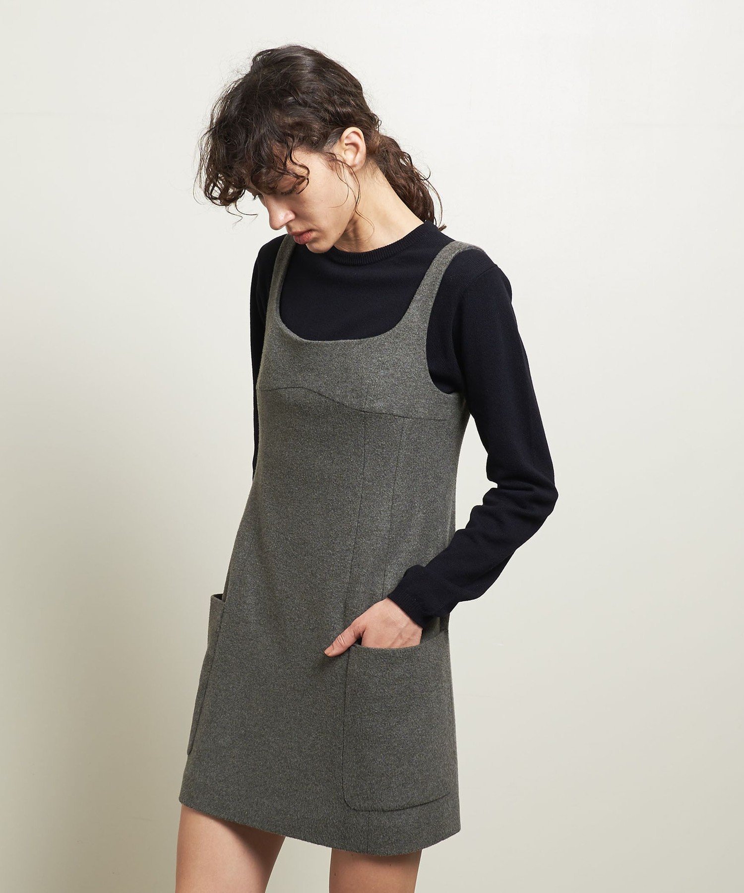 【ユナイテッドアローズ/UNITED ARROWS】のATTISESSION ミニ ワンピース インテリア・キッズ・メンズ・レディースファッション・服の通販 founy(ファニー) 　ファッション　Fashion　レディースファッション　Fashion for Women　ワンピース　Dresses　インナー　Innerwear　カッティング　Cutting Detail　カーディガン　Cardigan, Knitwear　シェイプ　Shape, Slim Fit　シンプル　Simple, Minimal　チュニック　Tunic, Long Top　デニム　Denim, Jeans Material　フェルト　Felt, Felt Fabric　ポケット　Pocket, Pocket Detail　ワイド　Wide, Wide Fit　アウトレット　Outlet / Clearance　おすすめ　Recommended / Our Picks　MD.GRAY|ID: prp329100004827517 ipo3291000000035128869