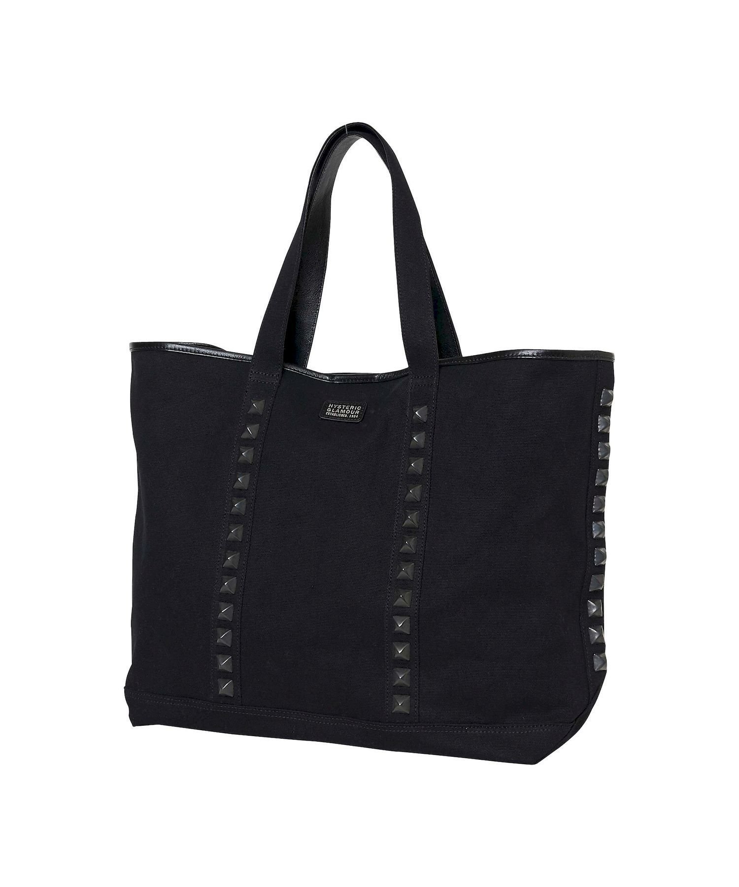 【ヒステリックグラマー/HYSTERIC GLAMOUR】のSTUDS CANVAS トート インテリア・キッズ・メンズ・レディースファッション・服の通販 founy(ファニー) 　ファッション　Fashion　レディースファッション　Fashion for Women　バッグ　Bags　キャンバス　Canvas, Canvas Fabric　トリミング　Trimming, Decorative Edge　旅行　Travel　ブラック|ID: prp329100004827550 ipo3291000000035129305