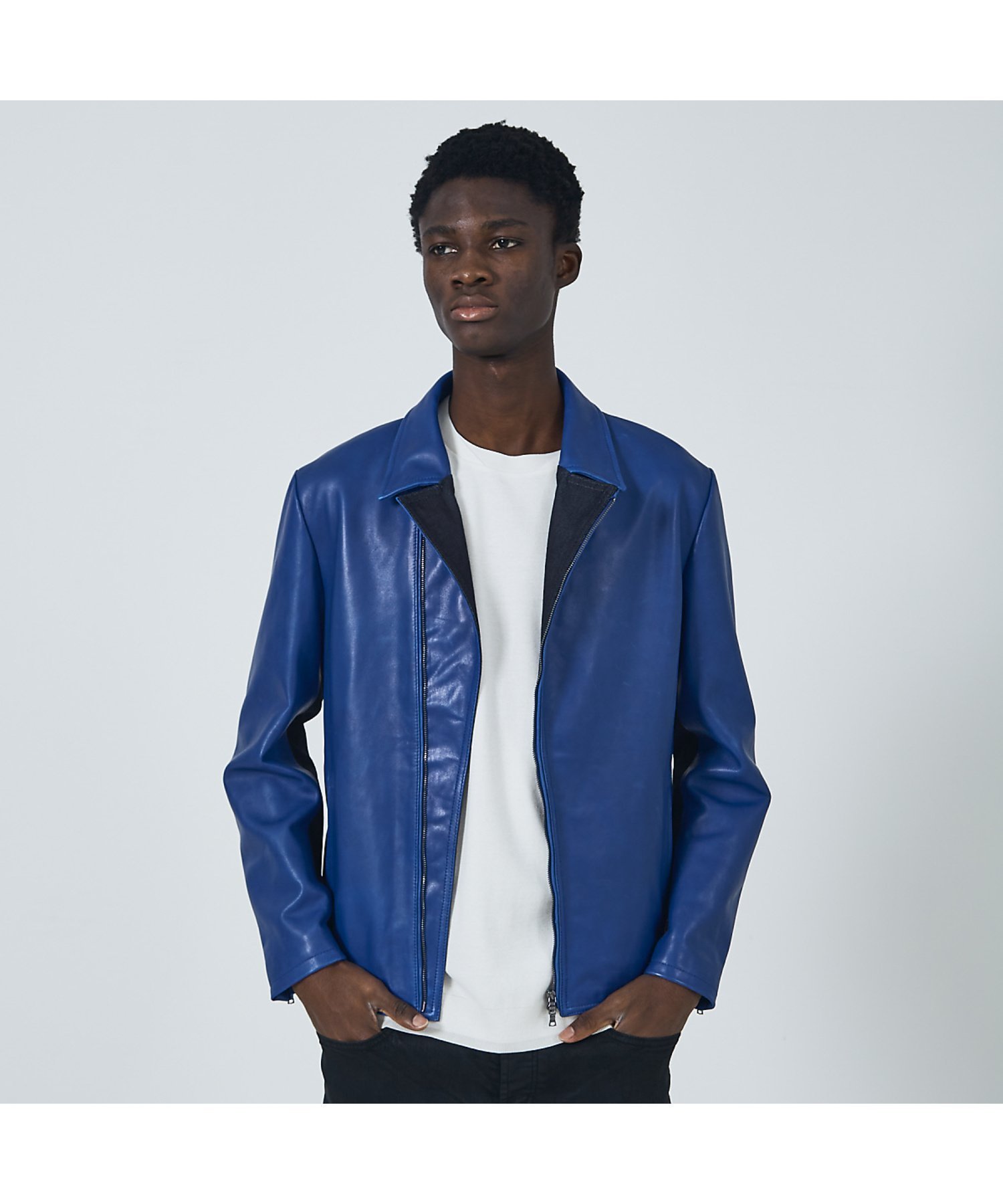 【5351プール オム/5351POUR LES HOMMES / MEN】の【レザー*デニム】セミダブル ライダース ジャケット 人気、トレンドファッション・服の通販 founy(ファニー) 　ファッション　Fashion　メンズファッション　Fashion for Men　ジャケット　Jacket, Outerwear　ストレッチ　Stretch, Stretchy Fabric　ダブル　Double, Double-Breasted　デニム　Denim, Jeans Material　フロント　Front, Front Design　ライダース　Riders　ライダースジャケット　Riders, Biker Jacket　 other-1|ID: prp329100004827574 ipo3291000000035129546