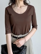 【リエディ/Re:EDIT】のバックオープンシンプルTシャツ 人気、トレンドファッション・服の通販 founy(ファニー) ファッション Fashion レディースファッション Fashion for Women トップス・カットソー Cut & Sew Tops シャツ・ブラウス・オフィスカジュアル Elegant Blouses & Button-Ups ロングTシャツ・Tシャツ Longline T-Shirts & Tees バッグ Bags コンパクト Compact, Small Size シンプル Simple, Minimal デニム Denim, Jeans Material トレンド Trend, Trending Now ワイド Wide, Wide Fit エレガント 上品 Elegant 夏 Summer thumbnail ブラウン|ID: prp329100004827586 ipo3291000000035129628