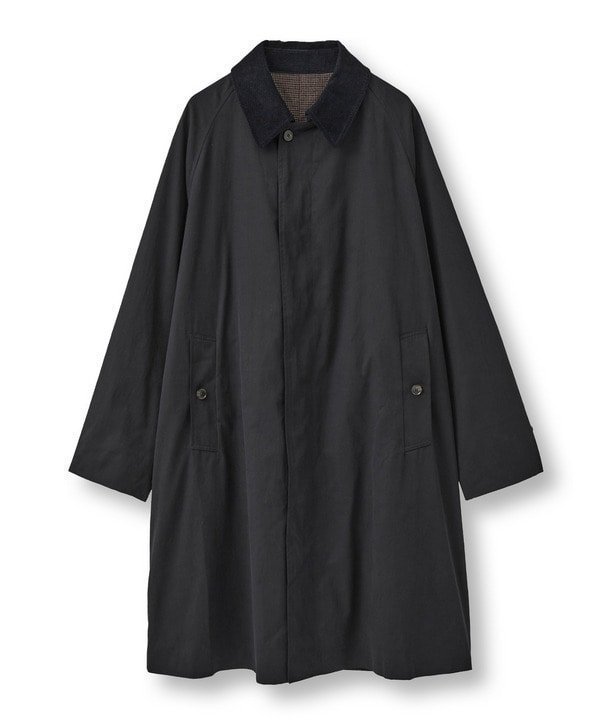 【メンズビギトーキョー/Men's Bigi / MEN】のラグランスリーブコート インテリア・キッズ・メンズ・レディースファッション・服の通販 founy(ファニー) 　ファッション　Fashion　メンズファッション　Fashion for Men　クラシック　Classic, Timeless Style　コーデュロイ　Corduroy, Cord Fabric　スリーブ　Sleeve, Long Sleeve / Short Sleeve　タフタ　Taffeta, Structured Fabric　チェック　Check, Plaid, Tartan　パターン　Pattern, Design Print　モダン　Modern, Contemporary　リラックス　Relax, Relaxed Fit　エレガント 上品　Elegant　ブラック|ID: prp329100004827660 ipo3291000000035130569