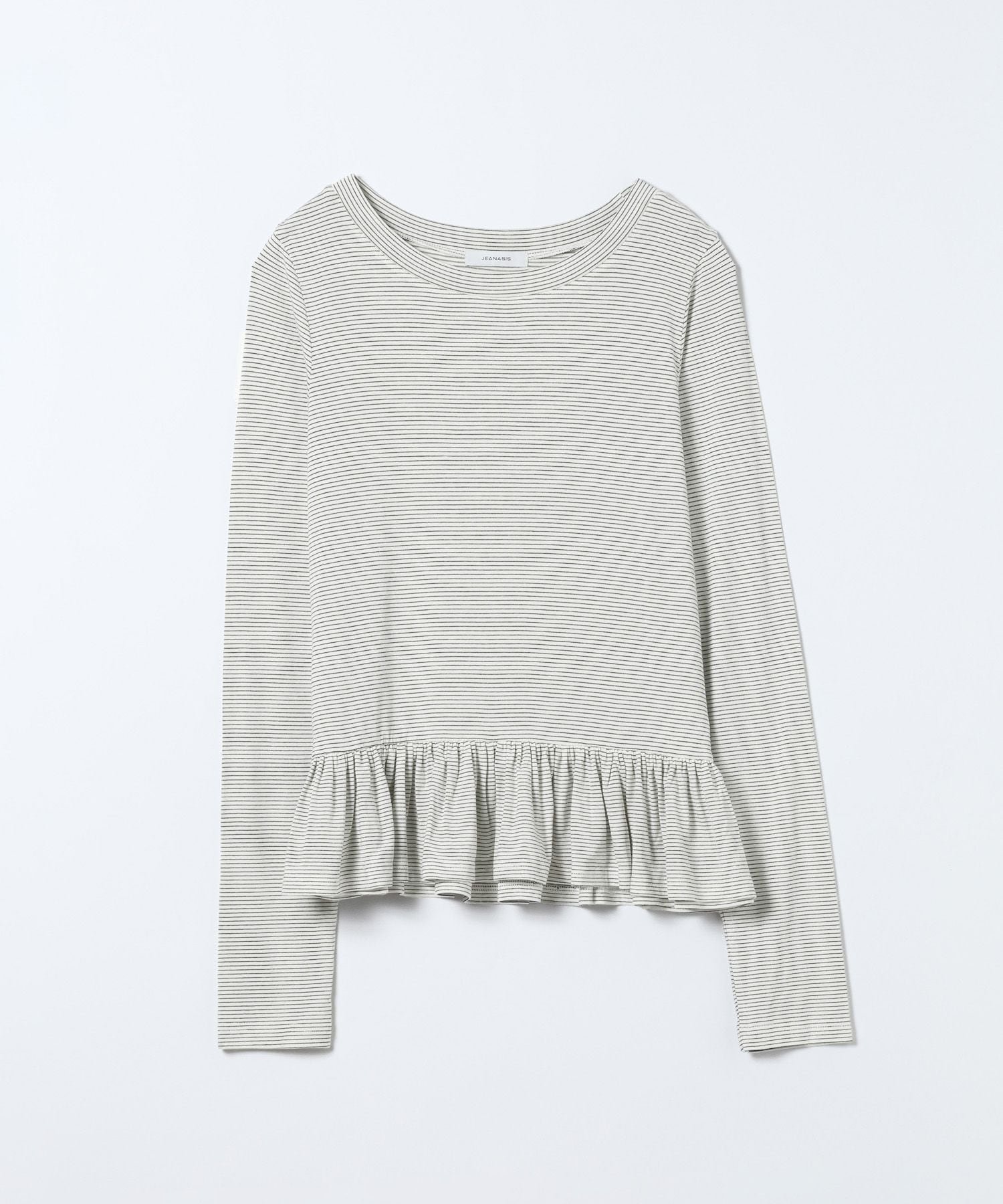 【ジーナシス/JEANASiS】のヘムフリルLS TEE インテリア・キッズ・メンズ・レディースファッション・服の通販 founy(ファニー) 　ファッション　Fashion　レディースファッション　Fashion for Women　おすすめ　Recommended / Our Picks　カットソー　Cut and Sewn Top　カーディガン　Cardigan, Knitwear　コンパクト　Compact, Small Size　シンプル　Simple, Minimal　スウェット / スエット　Sweatshirt, Sweatwear　デニム　Denim, Jeans Material　フリル　Frill, Ruffle　ボトム　Bottoms, Lower Wear　ワイド　Wide, Wide Fit　ホワイト系その他|ID: prp329100004827682 ipo3291000000035130880