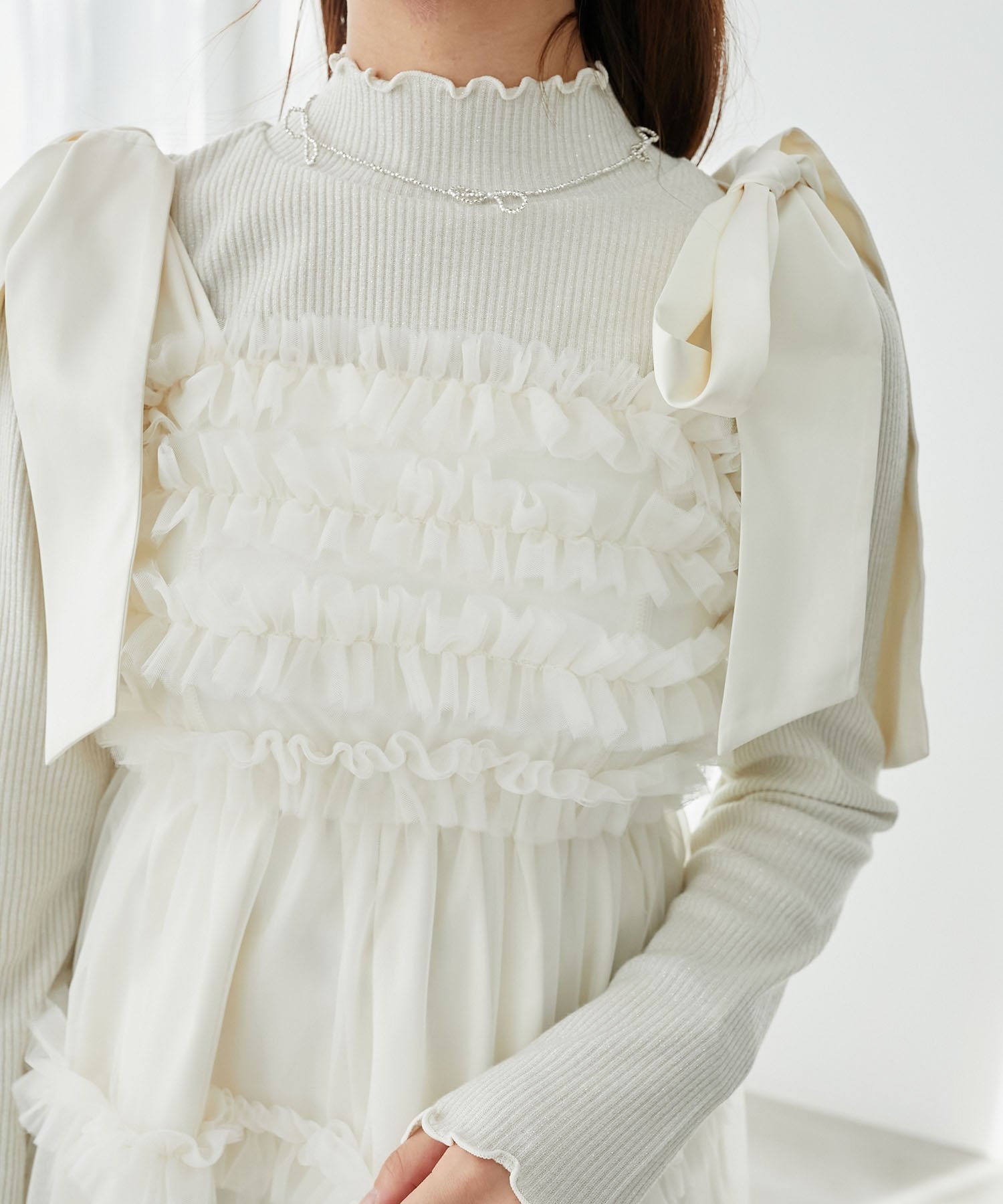 【マジェスティック レゴン/MAJESTIC LEGON】のハイネックパフスリーブトップス インテリア・キッズ・メンズ・レディースファッション・服の通販 founy(ファニー) 　ファッション　Fashion　レディースファッション　Fashion for Women　トップス・カットソー　Cut & Sew Tops　インナー　Innerwear　ギャザー　Gathered, Ruffled　シンプル　Simple, Minimal　スリーブ　Sleeve, Long Sleeve / Short Sleeve　ダウン　Down, Puffer　トレンド　Trend, Trending Now　ハイネック　High Neck, Mock Neck　ビスチェ　Bustier, Corset Top　フィット　Fit, Slim Fit　無地　Plain, Solid Color　ロング　Long, Long-Length　再入荷　Restock / Back in Stock　エレガント 上品　Elegant　アイボリー|ID: prp329100004827690 ipo3291000000035131013