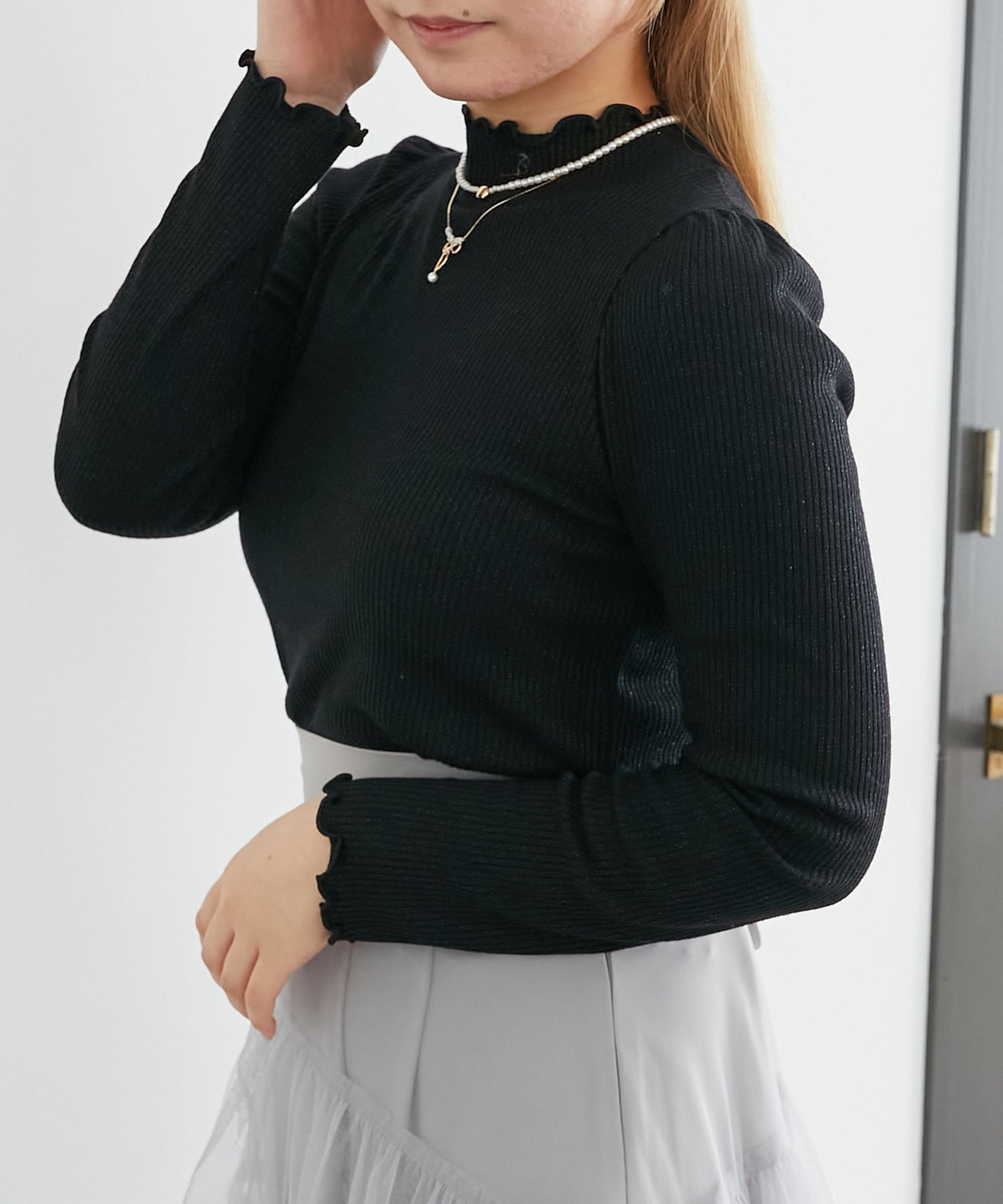 【マジェスティック レゴン/MAJESTIC LEGON】のハイネックパフスリーブトップス インテリア・キッズ・メンズ・レディースファッション・服の通販 founy(ファニー) 　ファッション　Fashion　レディースファッション　Fashion for Women　トップス・カットソー　Cut & Sew Tops　インナー　Innerwear　ギャザー　Gathered, Ruffled　シンプル　Simple, Minimal　スリーブ　Sleeve, Long Sleeve / Short Sleeve　ダウン　Down, Puffer　トレンド　Trend, Trending Now　ハイネック　High Neck, Mock Neck　ビスチェ　Bustier, Corset Top　フィット　Fit, Slim Fit　無地　Plain, Solid Color　ロング　Long, Long-Length　再入荷　Restock / Back in Stock　エレガント 上品　Elegant　ブラック|ID: prp329100004827690 ipo3291000000035131015