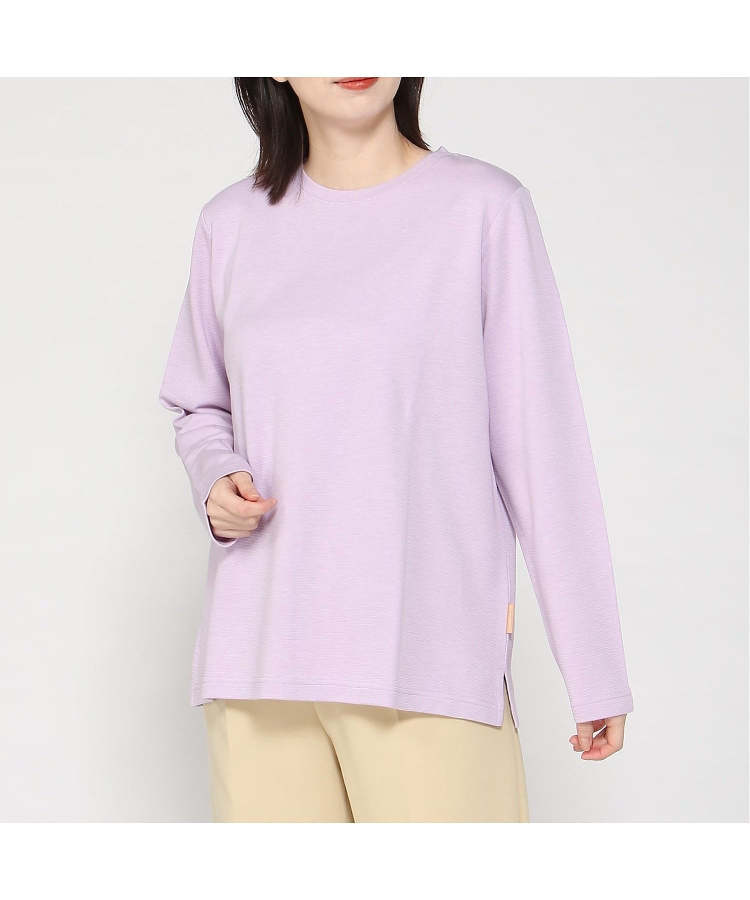 【クロコダイル/CROCODILE】のダブルフェイスクルーネックカットソー インテリア・キッズ・メンズ・レディースファッション・服の通販 founy(ファニー) 　ファッション　Fashion　レディースファッション　Fashion for Women　トップス・カットソー　Cut & Sew Tops　カットソー・ベーシックTシャツ　Cut-and-Sewn Tops / Stretch Tees & Basics　カットソー　Cut and Sewn Top　シンプル　Simple, Minimal　フェイス　Face, Facial Design　ベーシック　Basic, Essential　無地　Plain, Solid Color　長袖　Long Sleeve, Full Sleeve　パープル|ID: prp329100004827706 ipo3291000000035131117