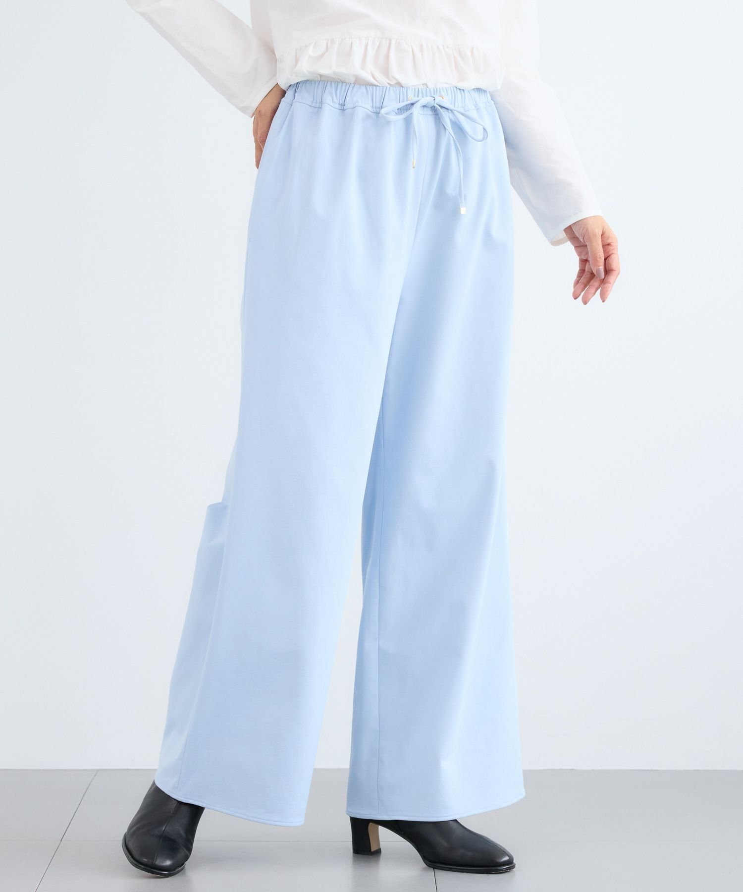 【バンヤードストーム/BARNYARDSTORM】のウォームツイルストレッチワイドパンツ / ハンドウォッシャブル【吸湿発熱】 インテリア・キッズ・メンズ・レディースファッション・服の通販 founy(ファニー) 　ファッション　Fashion　レディースファッション　Fashion for Women　パンツ　Pants & Trousers　アクリル　Acrylic Material　ストレッチ　Stretch, Stretchy Fabric　ワイド　Wide, Wide Fit　ビジネス 仕事 通勤　Business / Work / Commuting　サックス85|ID: prp329100004827728 ipo3291000000035131428