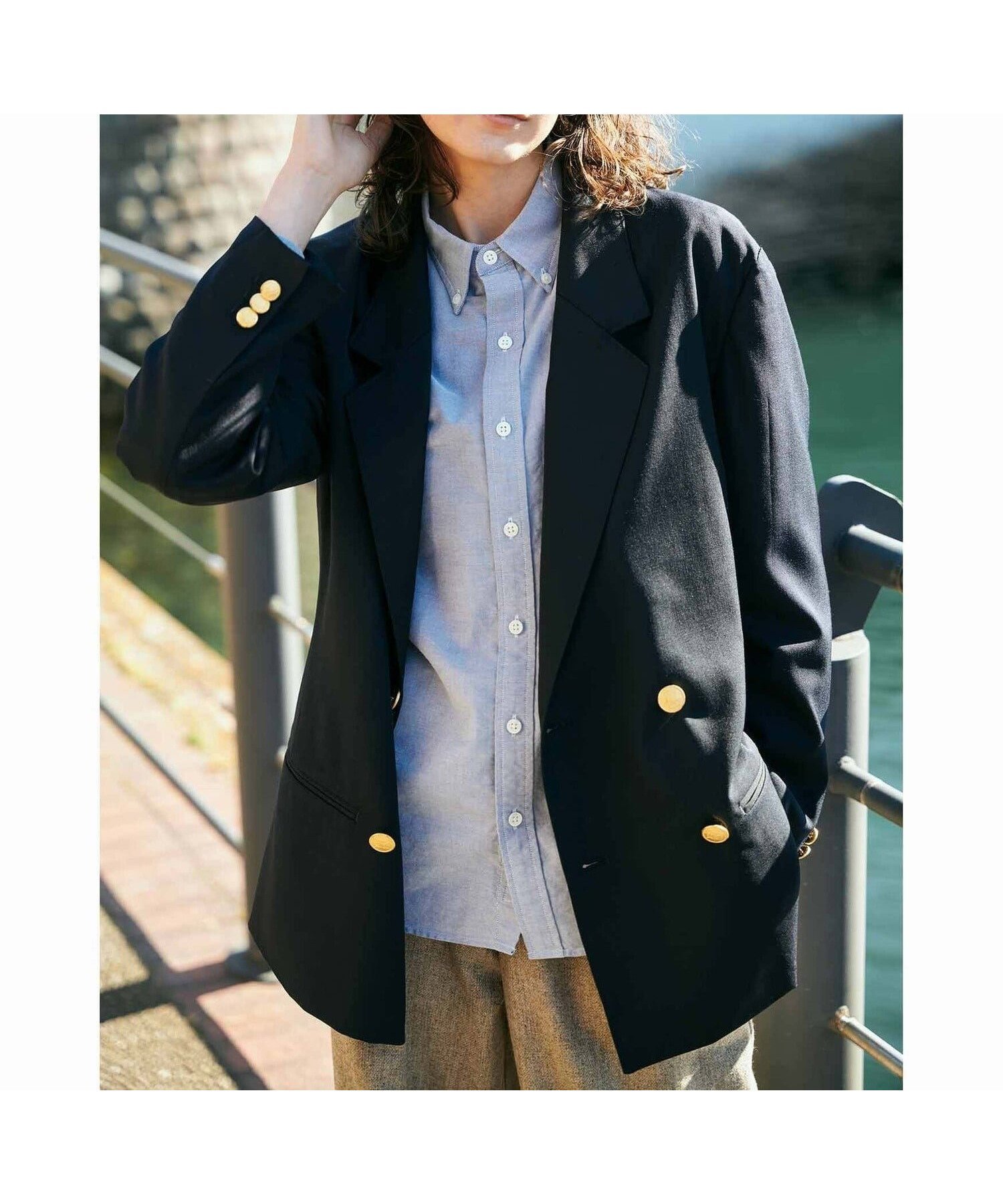 【ビショップ/Bshop】のダブルブレストジャケット WOMEN インテリア・キッズ・メンズ・レディースファッション・服の通販 founy(ファニー) 　ファッション　Fashion　レディースファッション　Fashion for Women　アウター　Coat / Outerwear Collection　レディースジャケット・軽アウター　Jackets　クラシック　Classic, Timeless Style　ショーツ　Shorts, Short Pants　スポーツ　Sports, Activewear　ツイル　Twist, Twisted Detail　ボックス　Boxy, Box Shape　DKNAVY|ID: prp329100004827735 ipo3291000000035131499