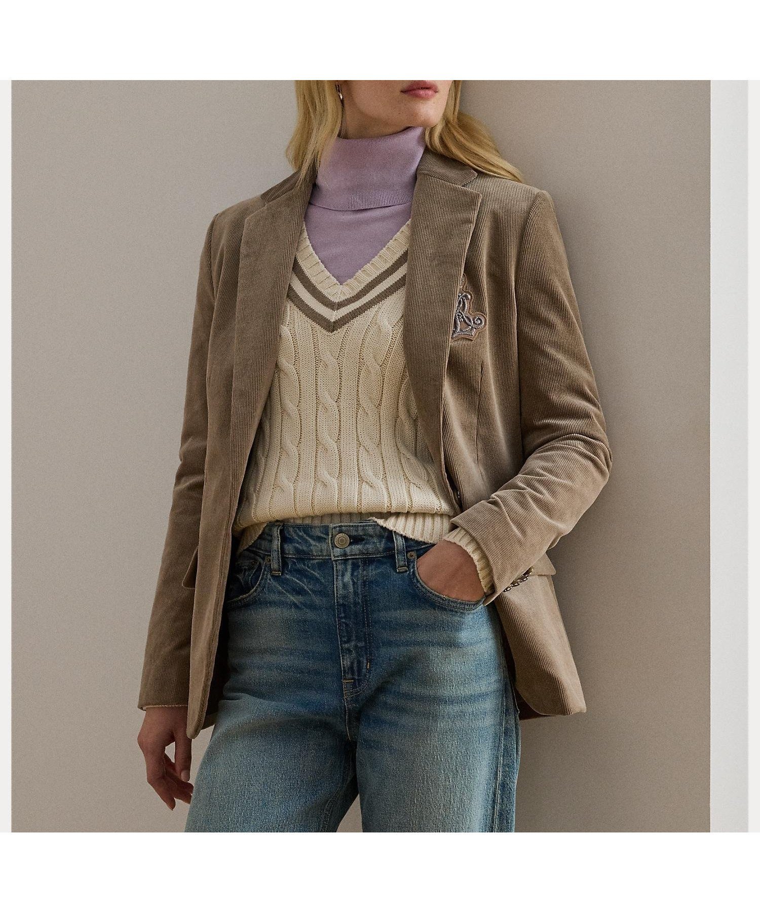 【ラルフローレン/RALPH LAUREN】のブリオン コーデュロイ ブレザー インテリア・キッズ・メンズ・レディースファッション・服の通販 founy(ファニー) 　ファッション　Fashion　レディースファッション　Fashion for Women　アンティーク　Antique-Inspired　カフス　Cuff Design　コーデュロイ　Corduroy, Cord Fabric　ショルダー　Shoulder, Shoulder Strap　ストレッチ　Stretch, Stretchy Fabric　ストレート　Straight, Straight Cut　長袖　Long Sleeve, Full Sleeve　フィット　Fit, Slim Fit　フラップ　Flap, Flap Pocket　フロント　Front, Front Design　ベルベット　Velvet, Velvety　ポケット　Pocket, Pocket Detail　230ブラウン|ID: prp329100004827745 ipo3291000000035131614