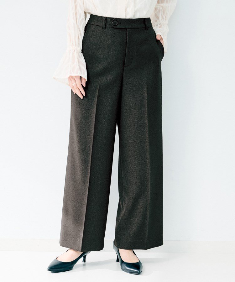 【アンタイトル/UNTITLED】の杢調ワイドパンツ インテリア・キッズ・メンズ・レディースファッション・服の通販 founy(ファニー) 　ファッション　Fashion　レディースファッション　Fashion for Women　パンツ　Pants & Trousers　おすすめ　Recommended / Our Picks　ジャケット　Jacket, Outerwear　セットアップ　Set-Up, Coordinated Outfit　センター　Center, Center Line　ポケット　Pocket, Pocket Detail　ミックス　Mix, Mixed Style　メタル　Metal, Metal Parts　ワイド　Wide, Wide Fit　グレー|ID: prp329100004827748 ipo3291000000035131643