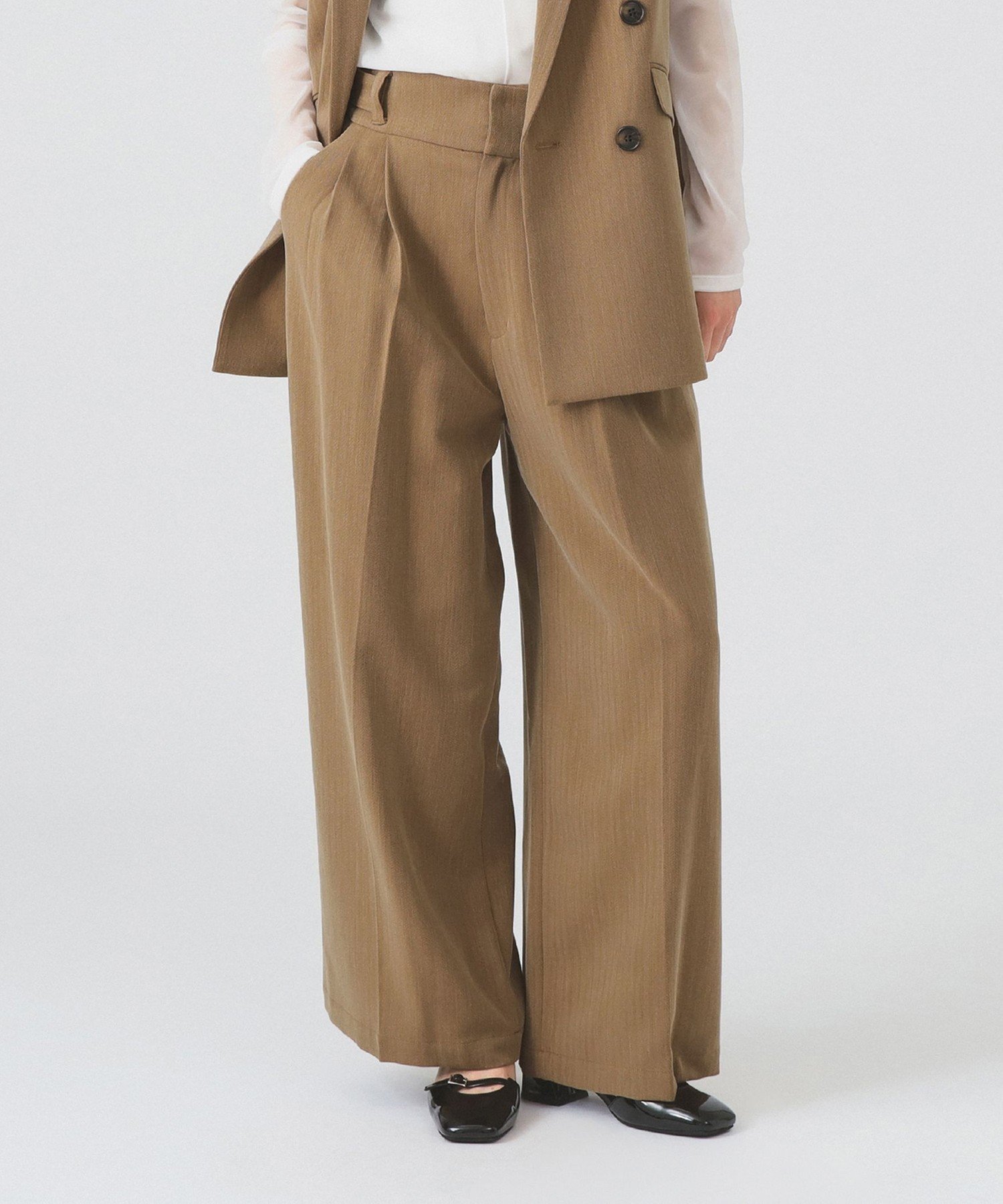 【ビームス ウイメン/BEAMS】のヘリンボーン ハイウエスト ワイド パンツ 人気、トレンドファッション・服の通販 founy(ファニー) 　ファッション　Fashion　レディースファッション　Fashion for Women　パンツ　Pants & Trousers　セットアップ　Set-Up, Coordinated Outfit　センター　Center, Center Line　フォーマル　Formal, Dressy　ワイド　Wide, Wide Fit　エレガント 上品　Elegant　A/W・秋冬　Autumn/Winter　 other-1|ID: prp329100004827754 ipo3291000000035131744