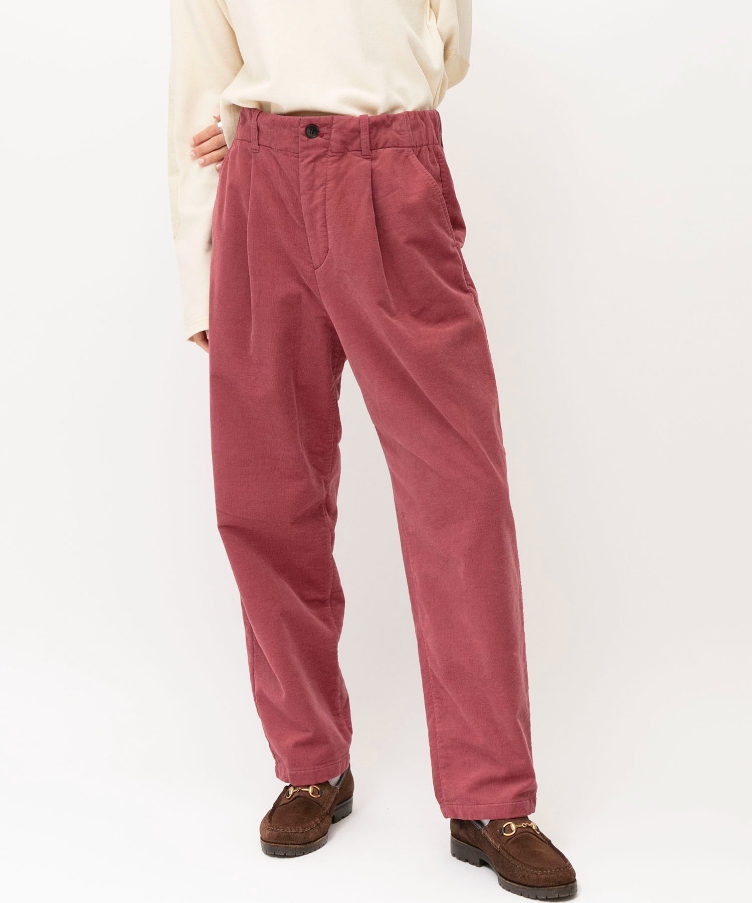 【ジョンブルプライベートラボ/Johnbull Private labo】のコーデュロイタックテーパードパンツ インテリア・キッズ・メンズ・レディースファッション・服の通販 founy(ファニー) 　ファッション　Fashion　レディースファッション　Fashion for Women　パンツ　Pants & Trousers　コーデュロイ　Corduroy, Cord Fabric　人気　Popular, Best Seller　定番　Standard, Basic Item　レッド|ID: prp329100004827767 ipo3291000000035131960