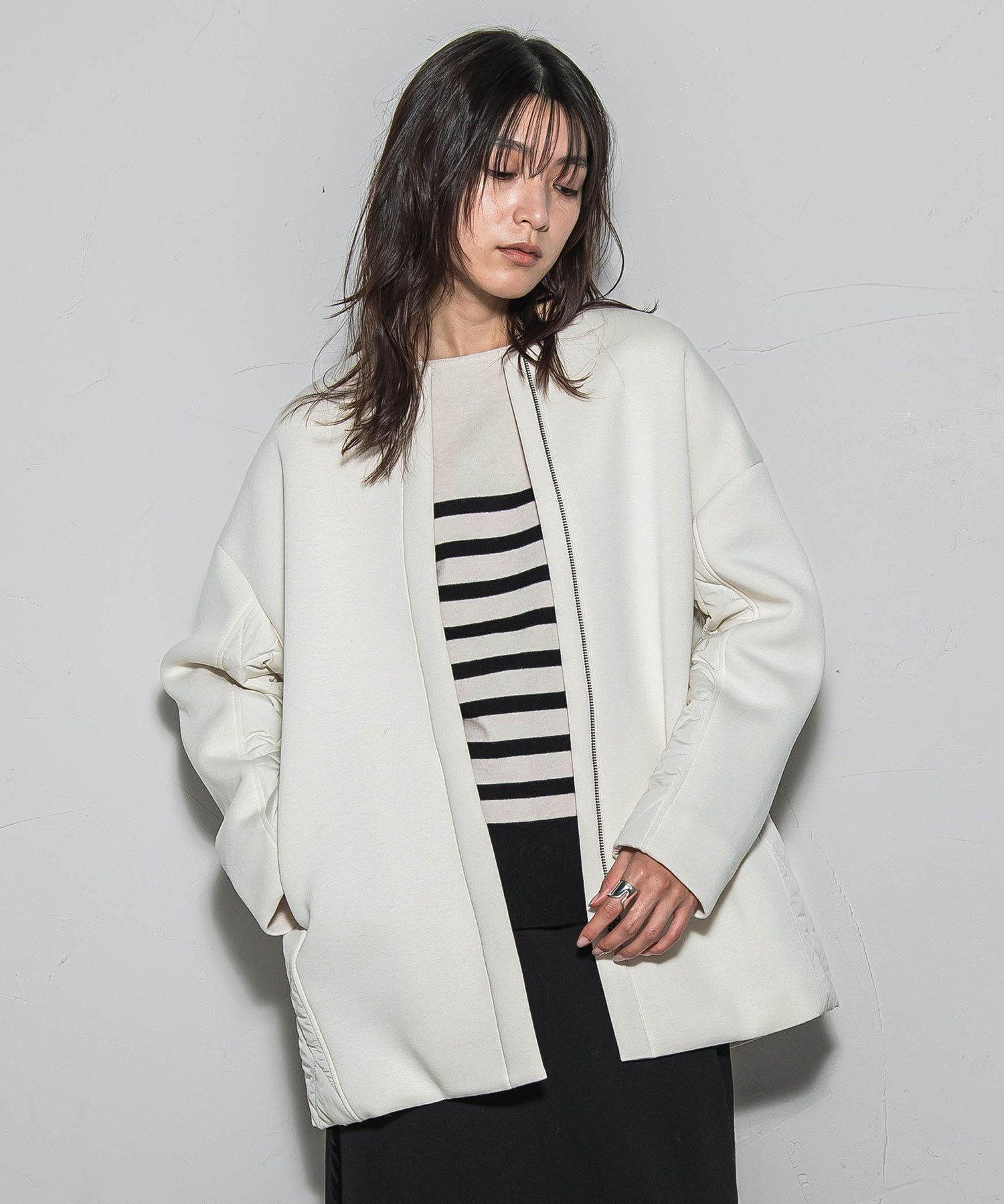 【メイソングレイ/MAYSON GREY】のモスダンボール*中綿キルティングノーカラーコート≪手洗い可能≫ インテリア・キッズ・メンズ・レディースファッション・服の通販 founy(ファニー) ファッション Fashion レディースファッション Fashion for Women アウター Coat / Outerwear Collection コート・ロングコート・ピーコート Long Coats, Peacoats & More インナー Innerwear 秋 Autumn キルティング Quilted, Quilting 軽量 Lightweight, Ultra Light ショルダー Shoulder, Shoulder Strap ストール Stole, Wrap タフタ Taffeta, Structured Fabric ドロップ Drop Shoulder, Dropped Style 人気 Popular, Best Seller パターン Pattern, Design Print ブルゾン Blouson, Bomber Jacket A/W・秋冬 Autumn/Winter 2025年 2025 2025-2026秋冬・A/W Autumn/Winter 2025–26 AW25–26 オフホワイト|ID: prp329100004827768 ipo3291000000035131965