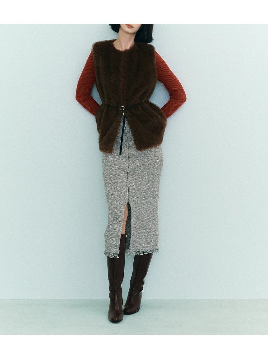 【フレイ アイディー/FRAY I.D】のラメスラブヤーンニットタイトスカート インテリア・キッズ・メンズ・レディースファッション・服の通販 founy(ファニー) 　ファッション　Fashion　レディースファッション　Fashion for Women　スカート　Skirts　鹿の子　Piqué, Kanoko Fabric　ジップ　Zip, Zipper　スマート　Smart, Elegant　スリット　Slit, Slit Detail　セットアップ　Set-Up, Coordinated Outfit　タイトスカート　Pencil Skirt, Tight Skirt　ツイード　Twill, Twill Weave　フリンジ　Fringe, Tassel　フロント　Front, Front Design　ラグジュアリー　Luxury, Elegant　おすすめ　Recommended / Our Picks　エレガント 上品　Elegant　BEG[037]|ID: prp329100004827799 ipo3291000000035132327