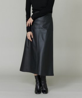 【イネド/INED】のフェイクレザートラペーズスカート 人気、トレンドファッション・服の通販 founy(ファニー) ファッション Fashion レディースファッション Fashion for Women スカート Skirts ストレッチ Stretch, Stretchy Fabric スマート Smart, Elegant フェイクレザー Faux Leather, PU Leather ポケット Pocket, Pocket Detail エレガント 上品 Elegant |ID:prp329100004827814