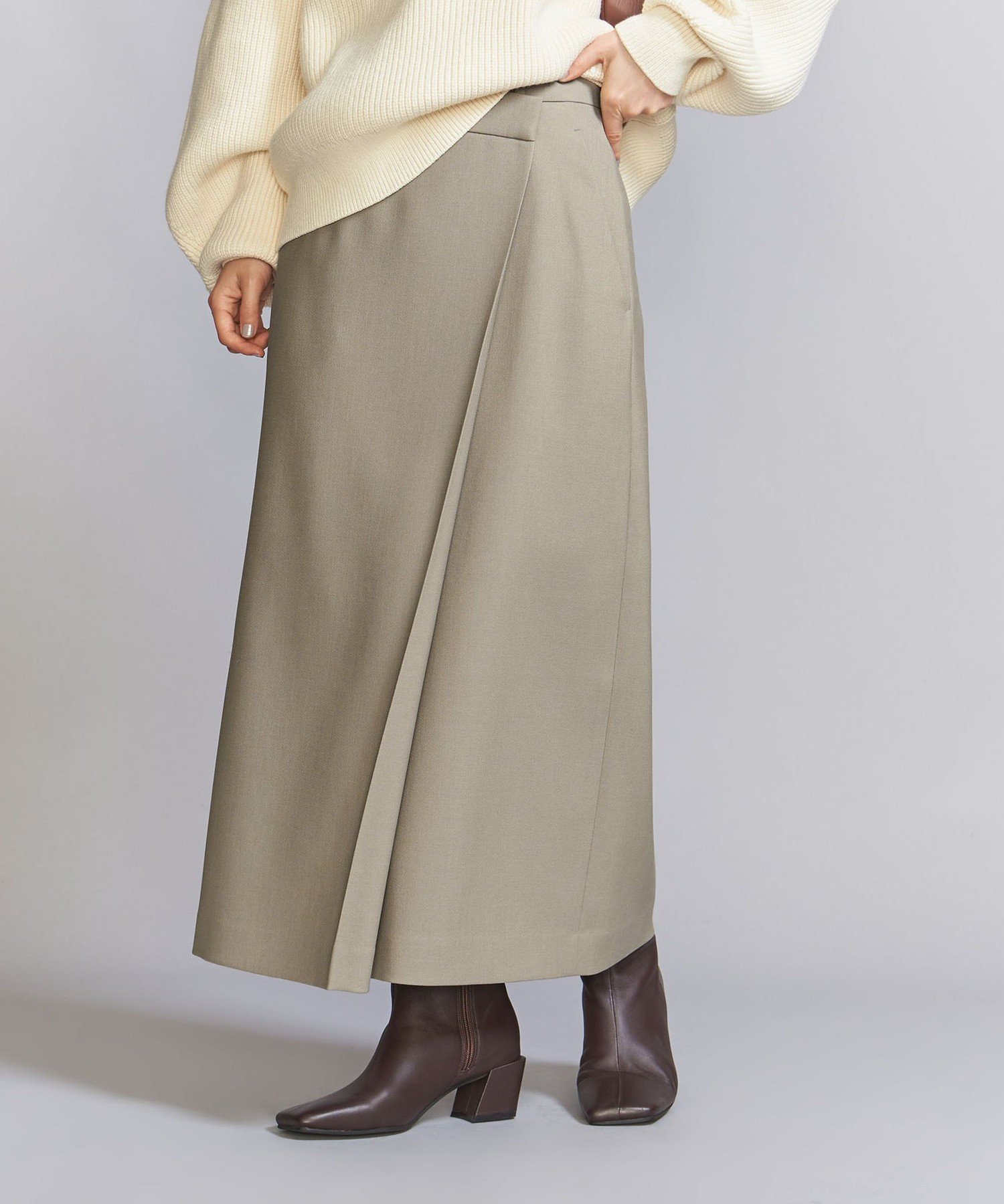 【ユナイテッドアローズ/UNITED ARROWS】のツイル ラップ タイトスカート インテリア・キッズ・メンズ・レディースファッション・服の通販 founy(ファニー) 　ファッション　Fashion　レディースファッション　Fashion for Women　スカート　Skirts　スタイリッシュ　Stylish, Fashionable　タイトスカート　Pencil Skirt, Tight Skirt　ツイル　Twist, Twisted Detail　ベロア　Velour, Soft Velvet　ポケット　Pocket, Pocket Detail　ラップ　Wrap, Wrap Design　アウトレット　Outlet / Clearance　おすすめ　Recommended / Our Picks　BEIGE|ID: prp329100004827827 ipo3291000000035132755