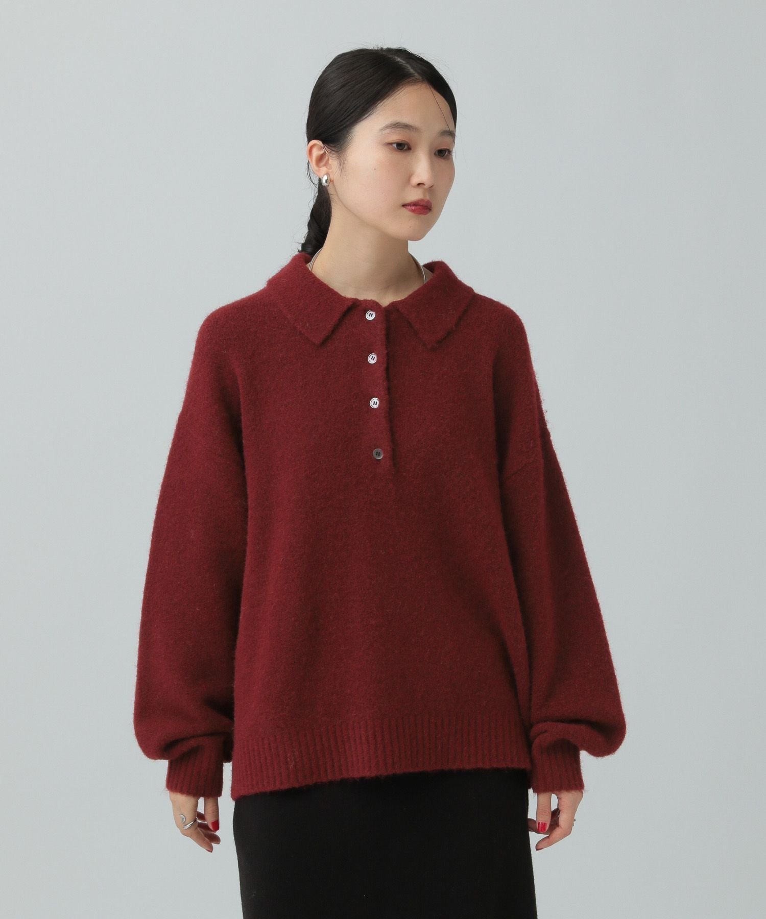 【レプシィム ローリーズファーム/LEPSIM LOWRYS FARM】の5ゲージエアリーウールポロ インテリア・キッズ・メンズ・レディースファッション・服の通販 founy(ファニー) 　ファッション　Fashion　レディースファッション　Fashion for Women　おすすめ　Recommended / Our Picks　エアリー　Airy Texture　サテン　Satin, Glossy Fabric　トレンド　Trend, Trending Now　ルーズ　Loose, Oversized　ワイド　Wide, Wide Fit　今季　This Season, Current Season　ボルドー35|ID: prp329100004827872 ipo3291000000035133320